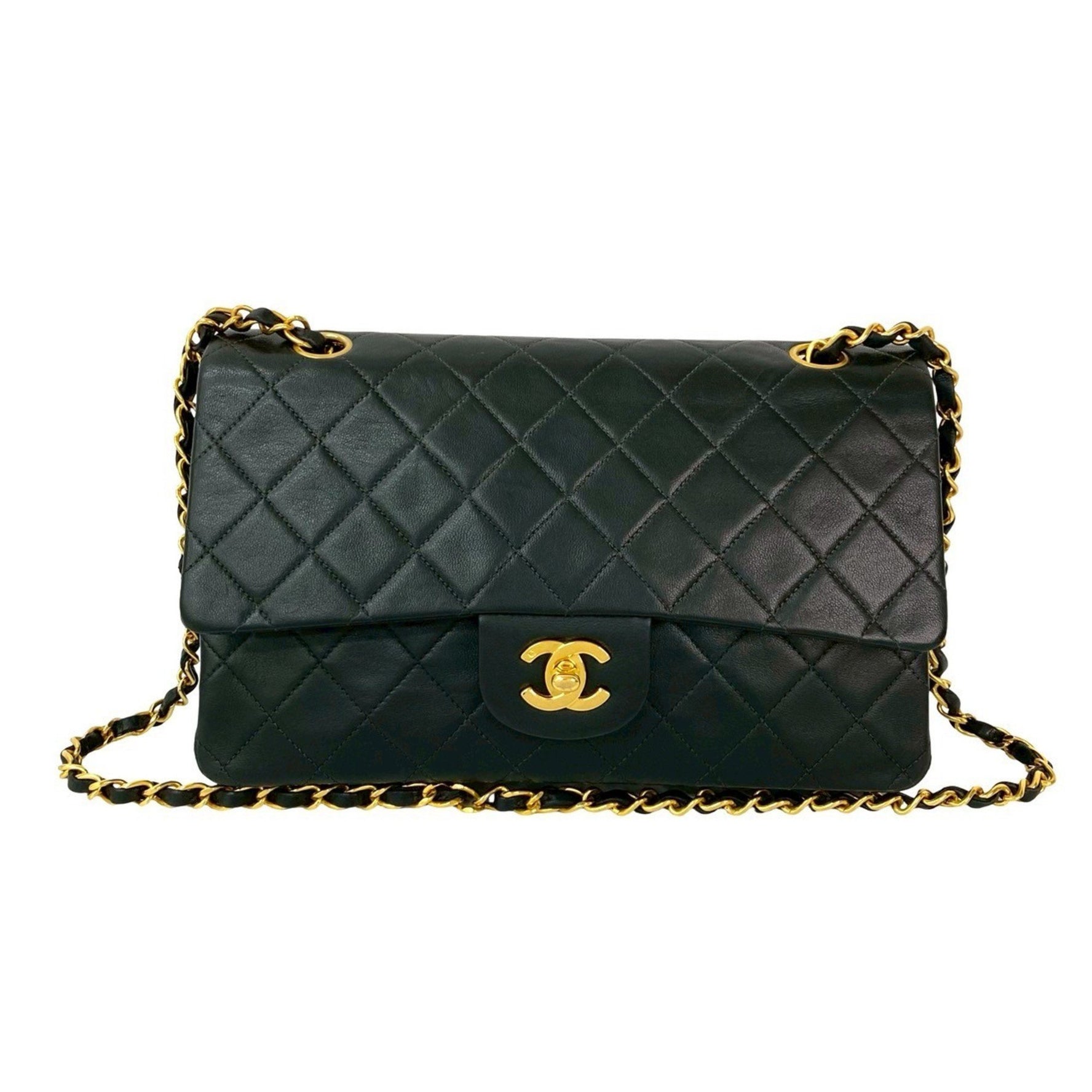 CHANEL Matelasse Double Flap Coco Mark Lambskin Shoulder Bag, 04757