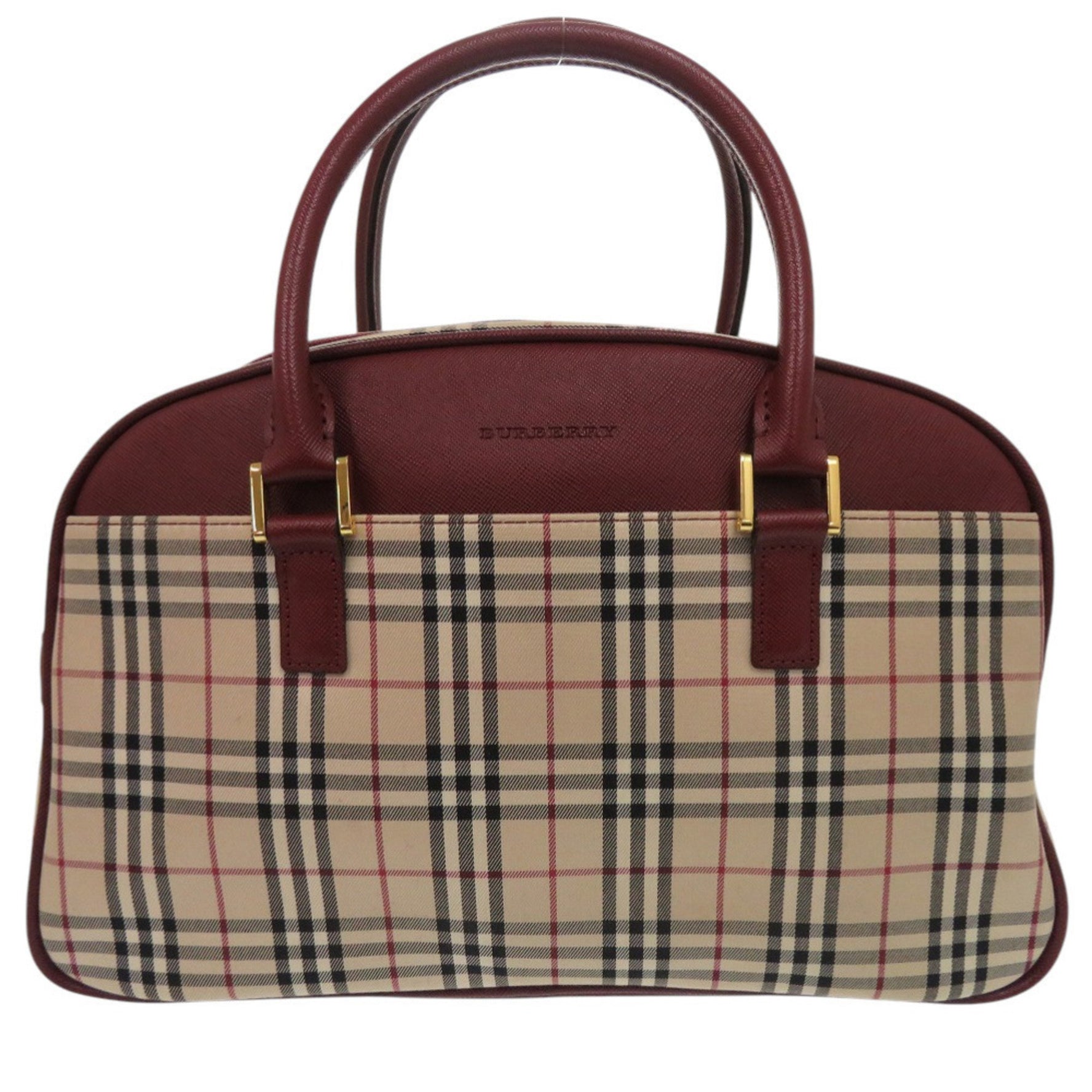 Burberry Nova Check Leather/Canvas Beige Boston Bag 1300