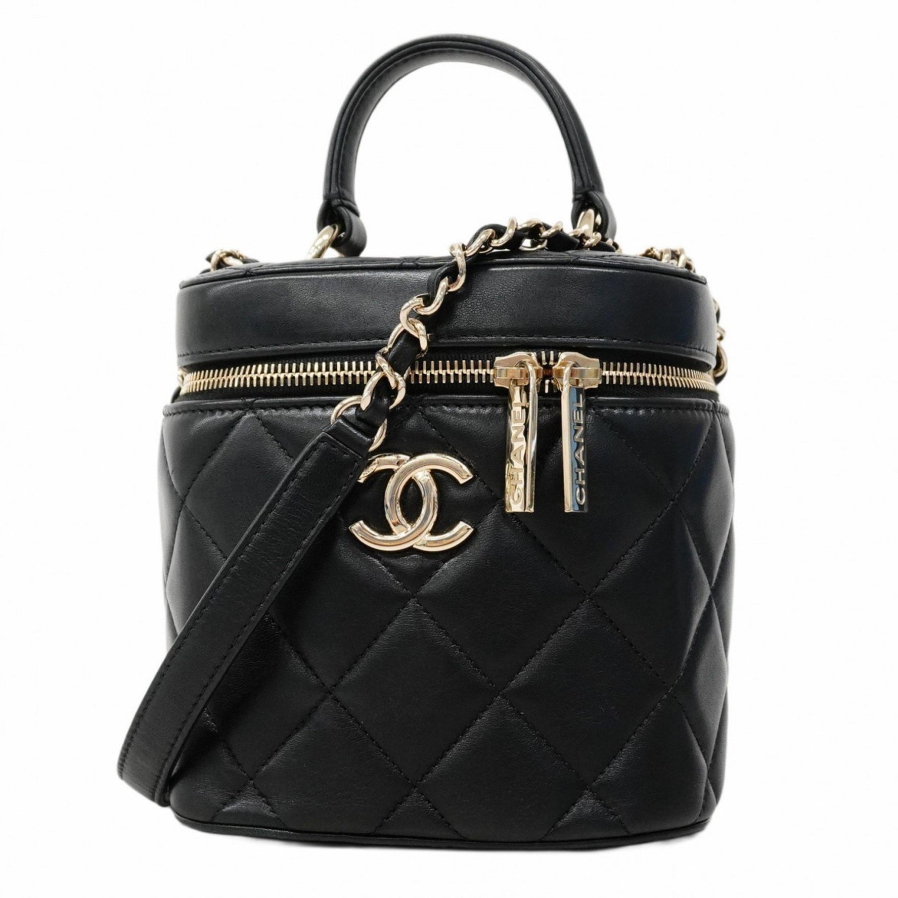Chanel Matelasse Vanity Bag with Chain Shoulder Strap, and Champagne Lambskin