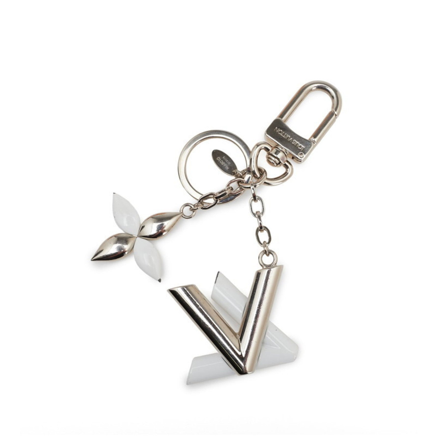 Louis Vuitton Twist Key Ring Bag Charm Silver and Metal LOUIS VUITTON