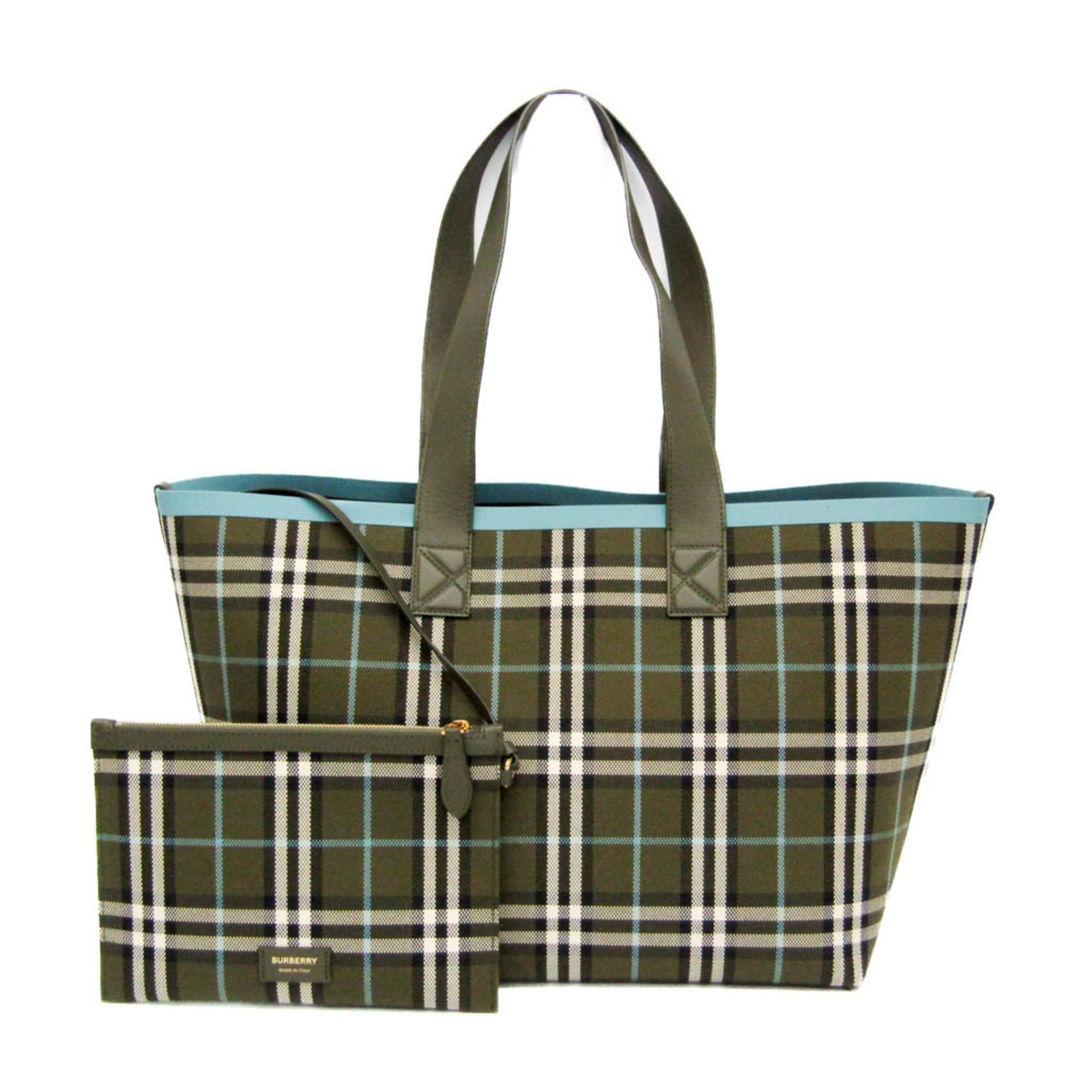 Burberry Comes With Pouch Women,Men Leather,Canvas Tote Bag Blue,Dark Green,White