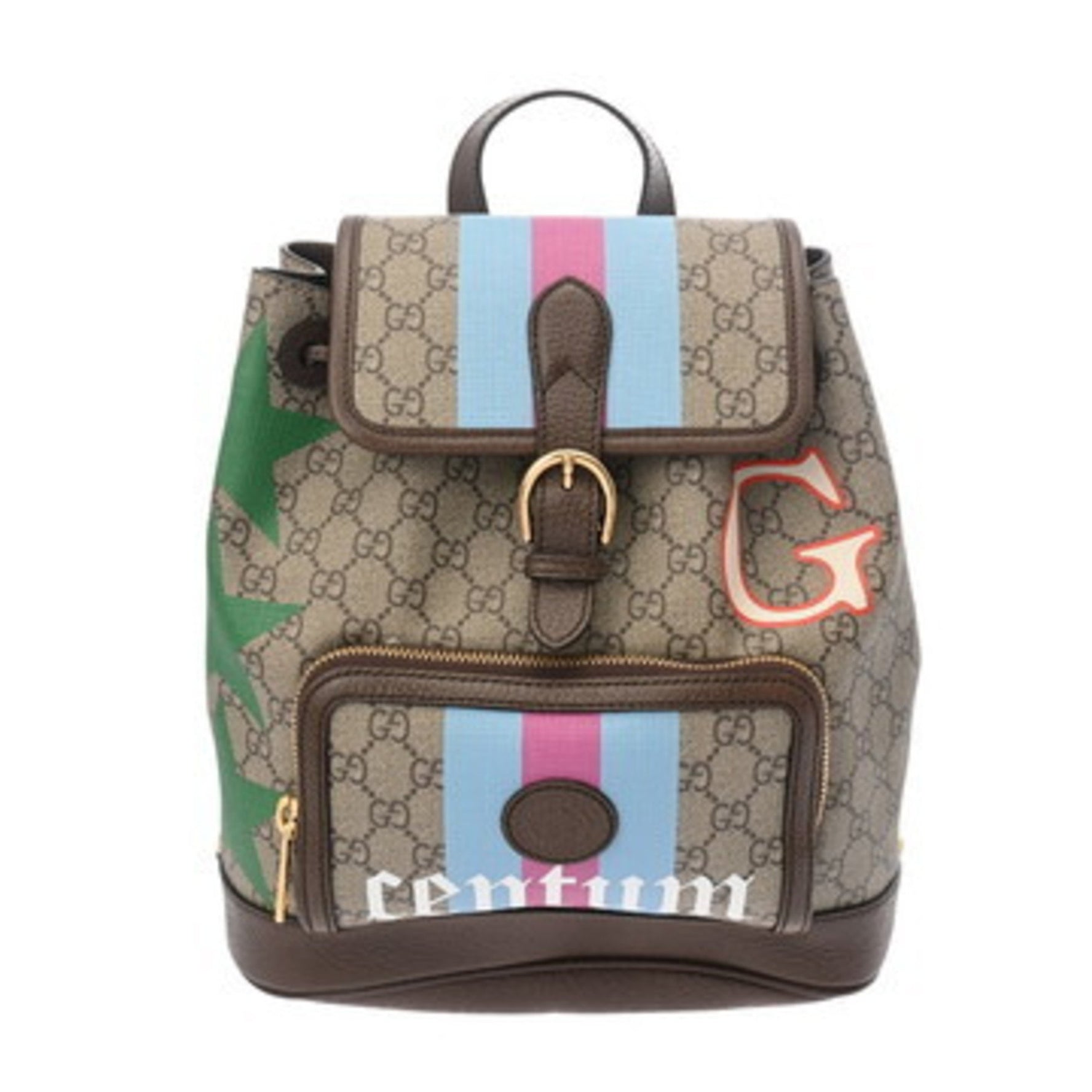 GUCCI Interlocking G Print Backpack GG Supreme Canvas Leather Daypack A