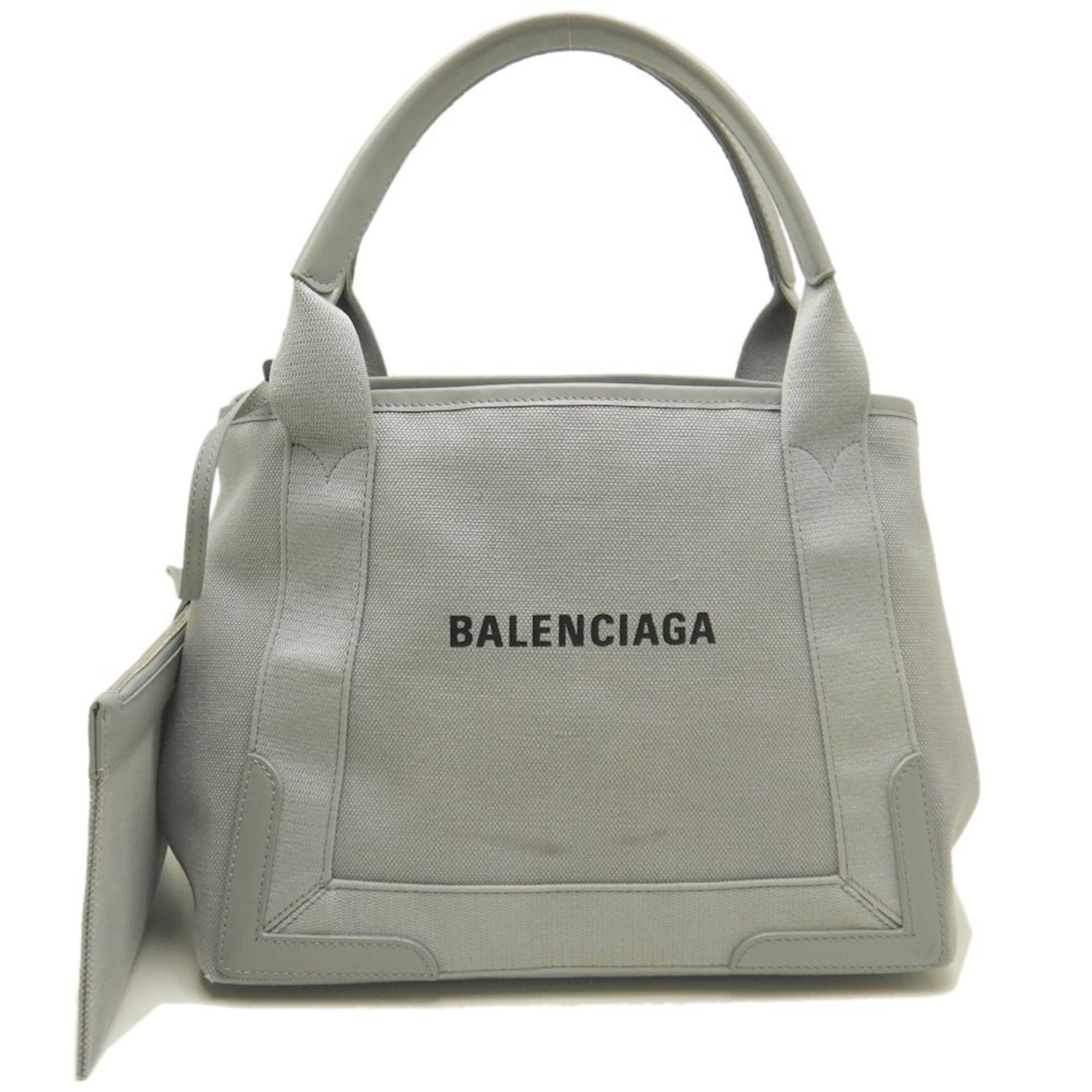 BALENCIAGA Cabas Handbag in Canvas and Leather, Gray, Women's,