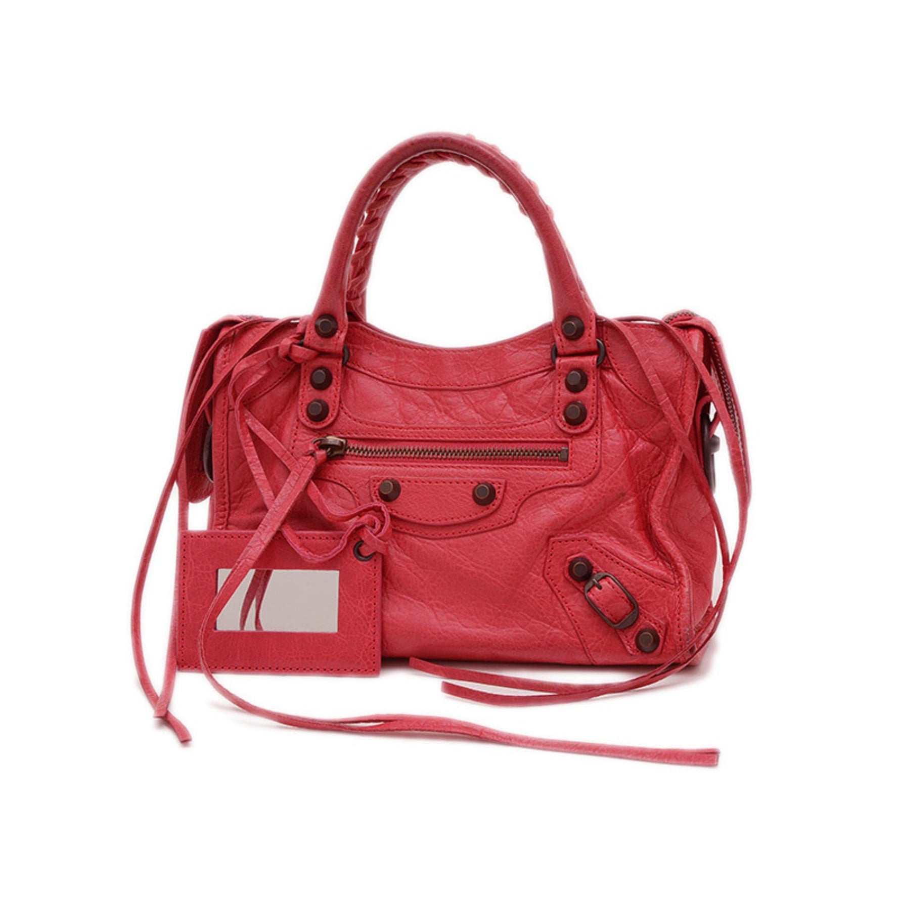 Balenciaga Classic Mini City Handbag Leather Red *Shoulder strap missing BP