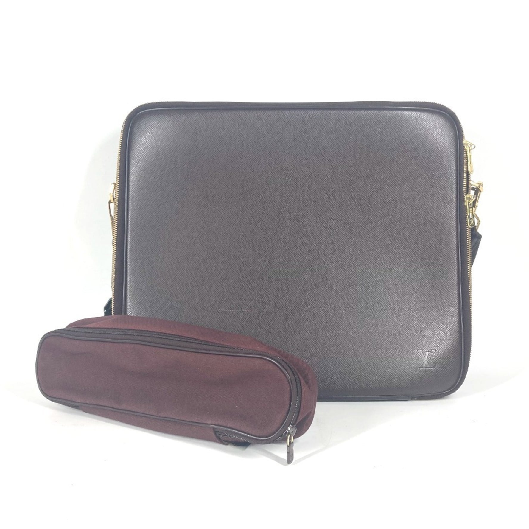 Louis Vuitton Taiga Porto Ordinatur Odessa with pouch Briefcase bag Shoulder Handbag leather Men's Wine red