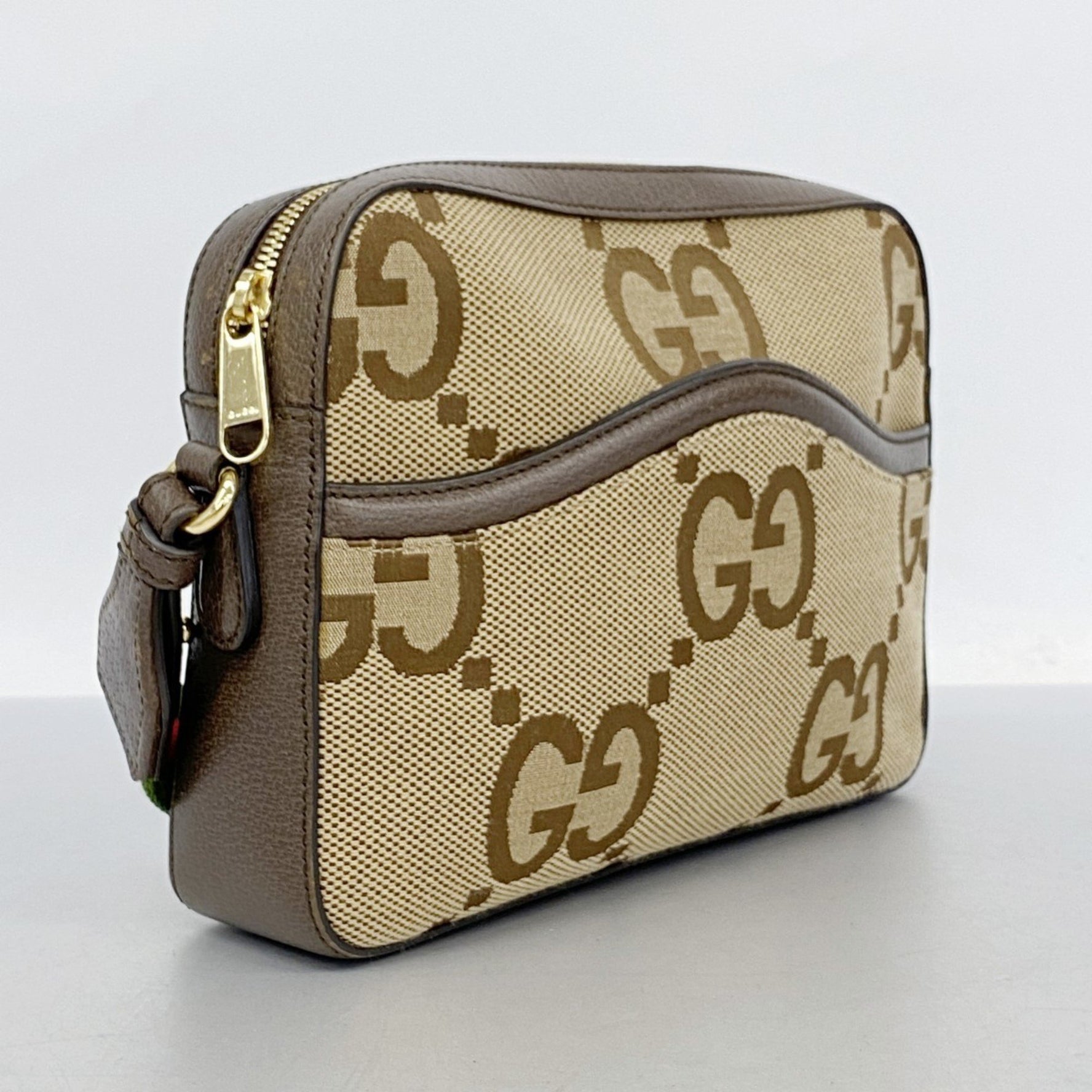 Gucci Jumbo GG Shoulder Bag Canvas Beige Brown Men's