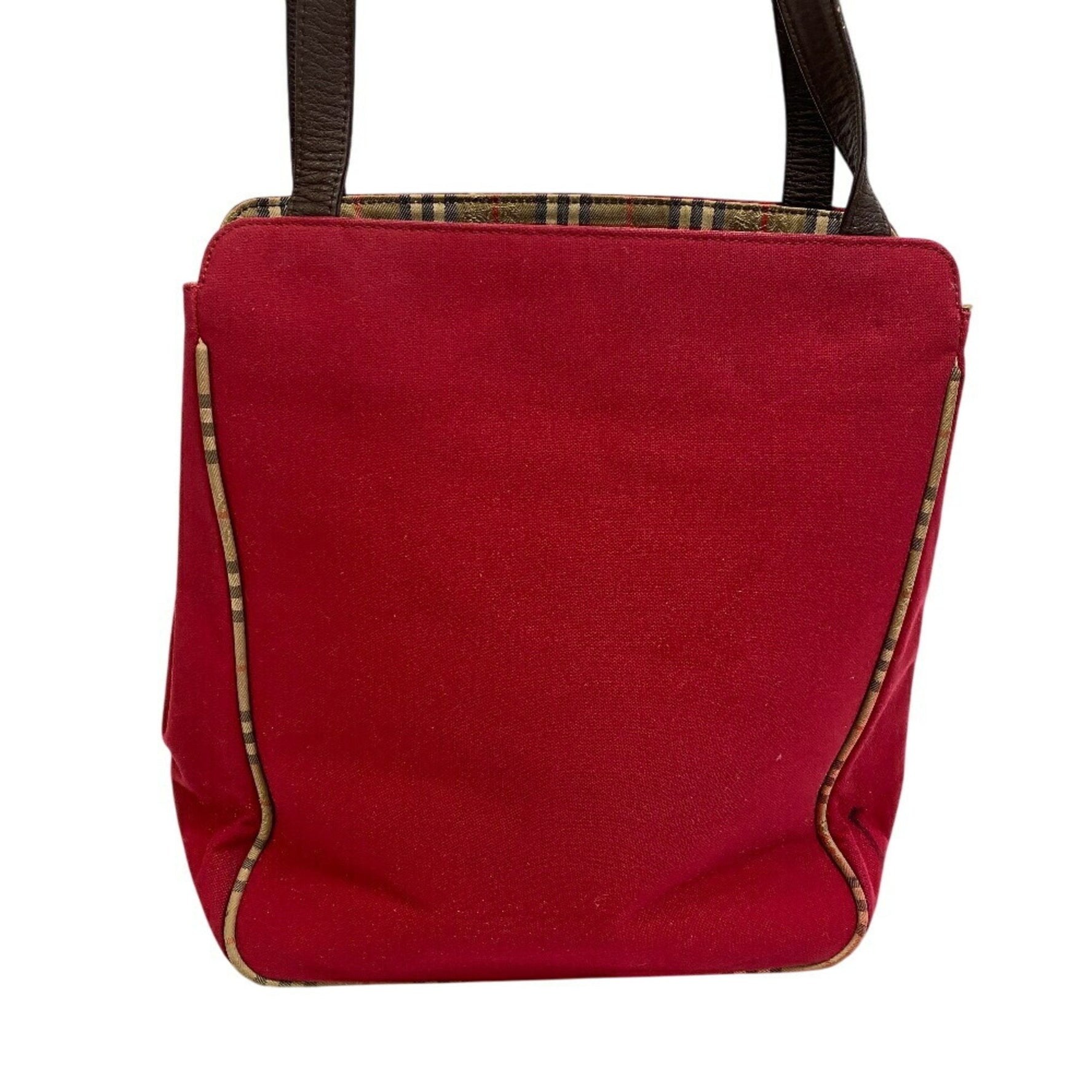 BURBERRY Burberry Shoulder Tote Bag Check Red