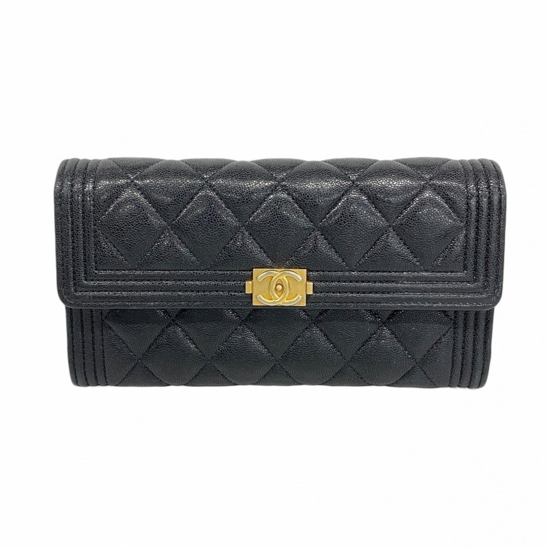 Chanel Boy Long Wallet, Caviar Skin