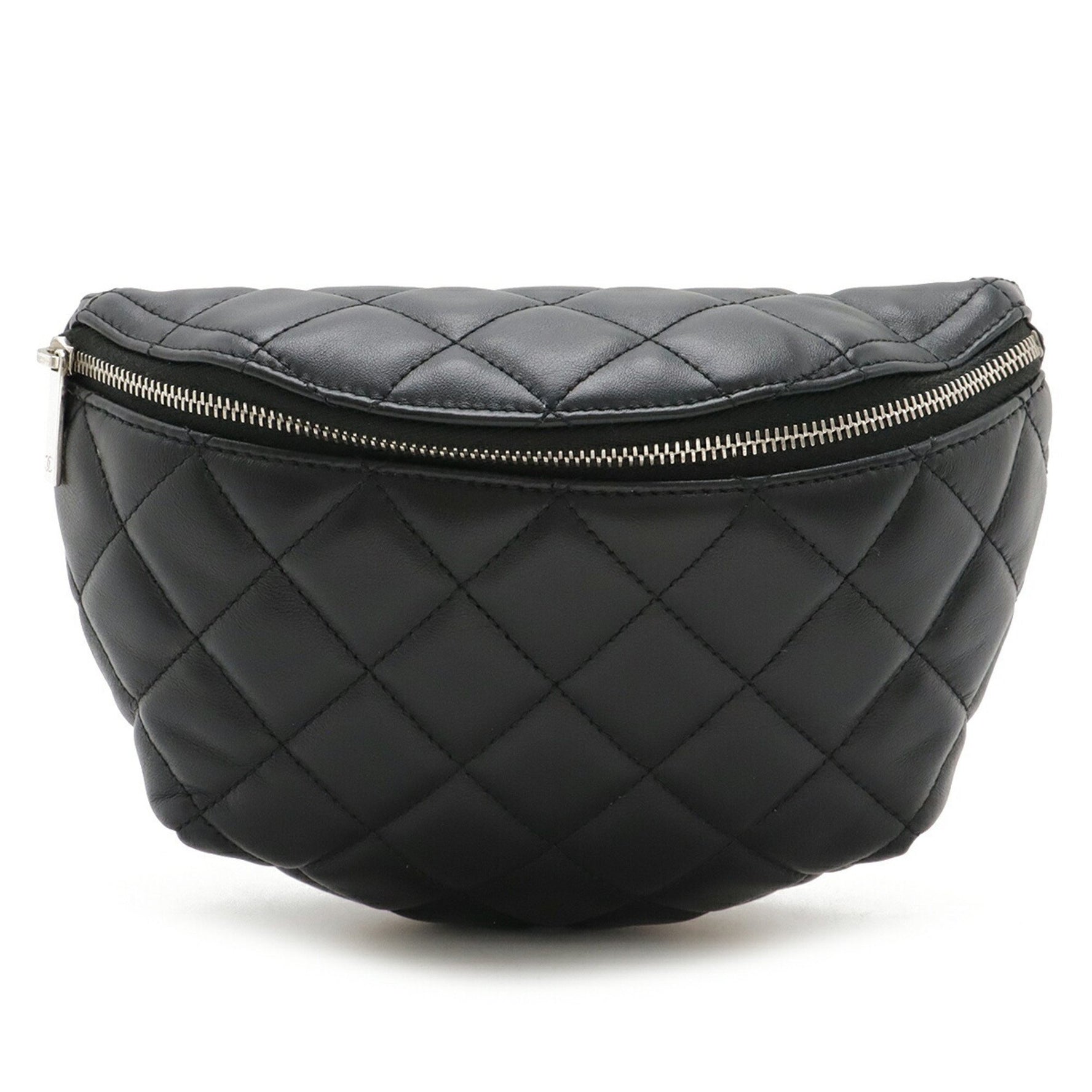 CHANEL Matelasse Belt Bag, Body Waist Pouch, Not for Sale, For Staff, Lambskin Leather, Black