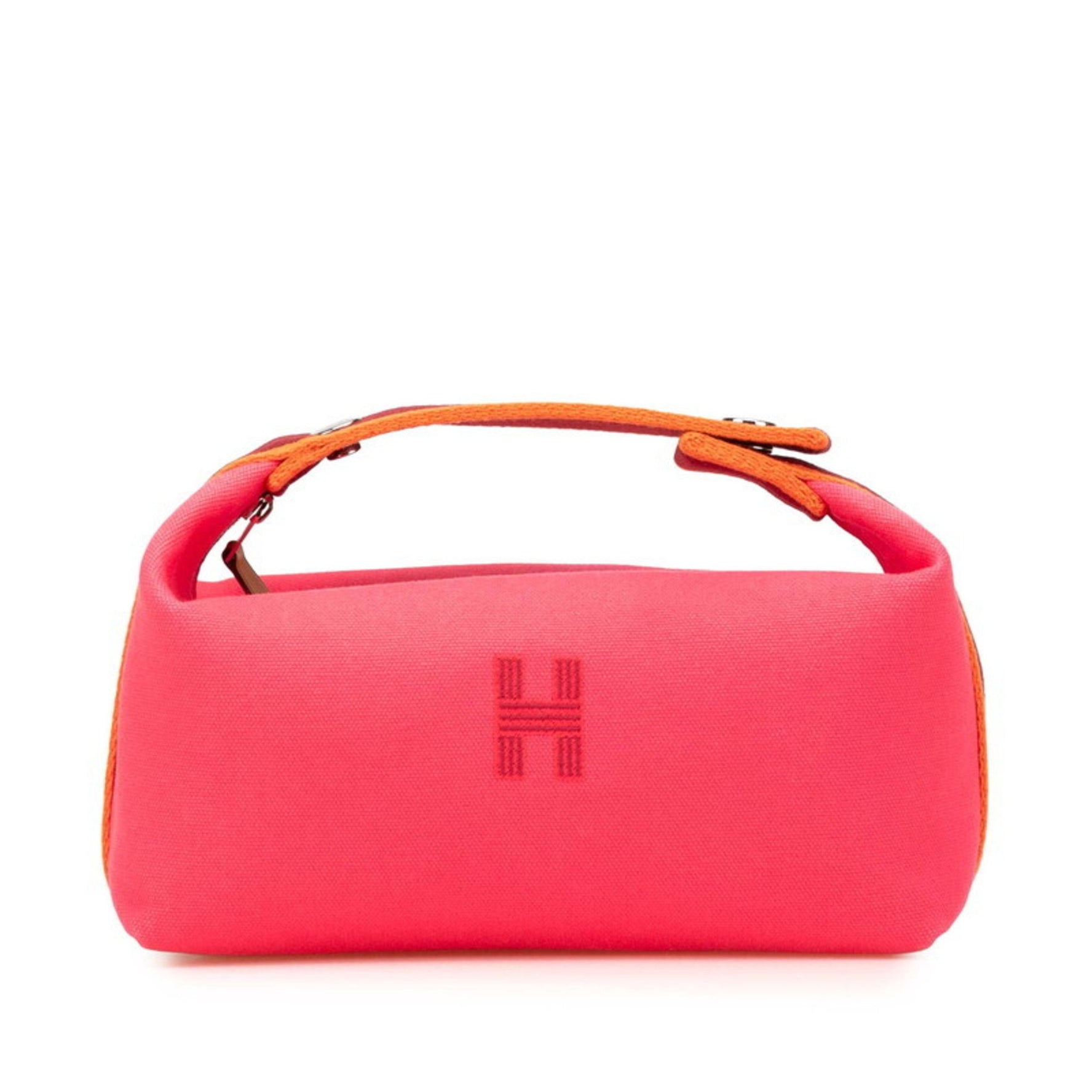 Hermes Hermès Brid A Black PM Handbag in Hibiscus Pink and Multicolor Canvas