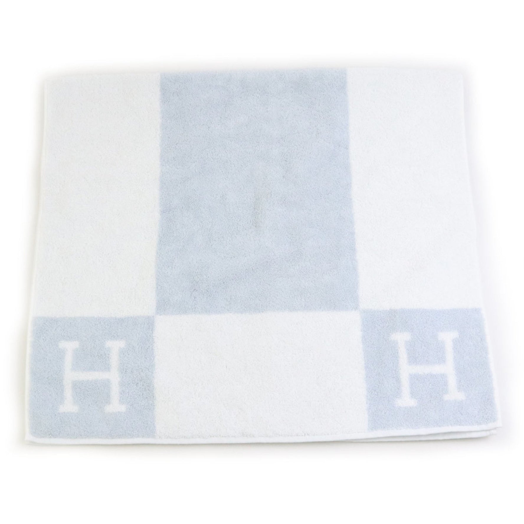 Hermes Hermès Bath Towel, Cotton, White, Blue, Men's