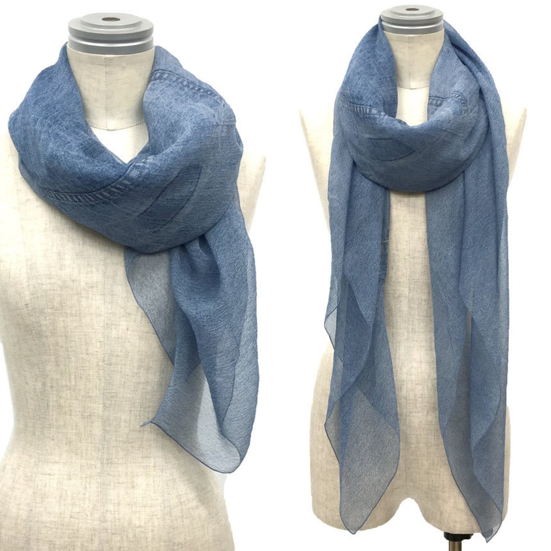 Christian Dior Silk Chiffon Stole/Shawl in and Denim Print