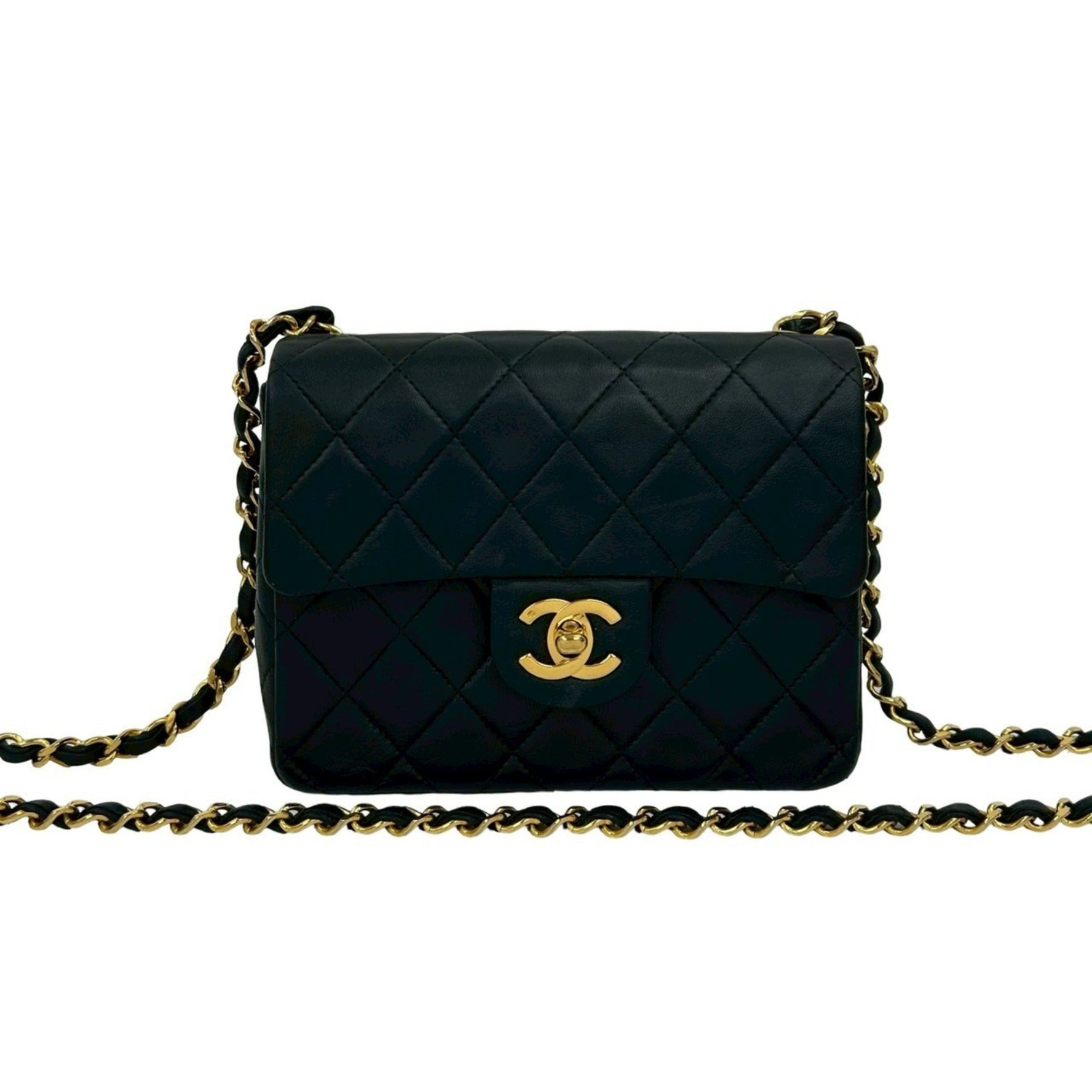 CHANEL Mini Matelasse Coco Mark Lambskin Chain Shoulder Bag
