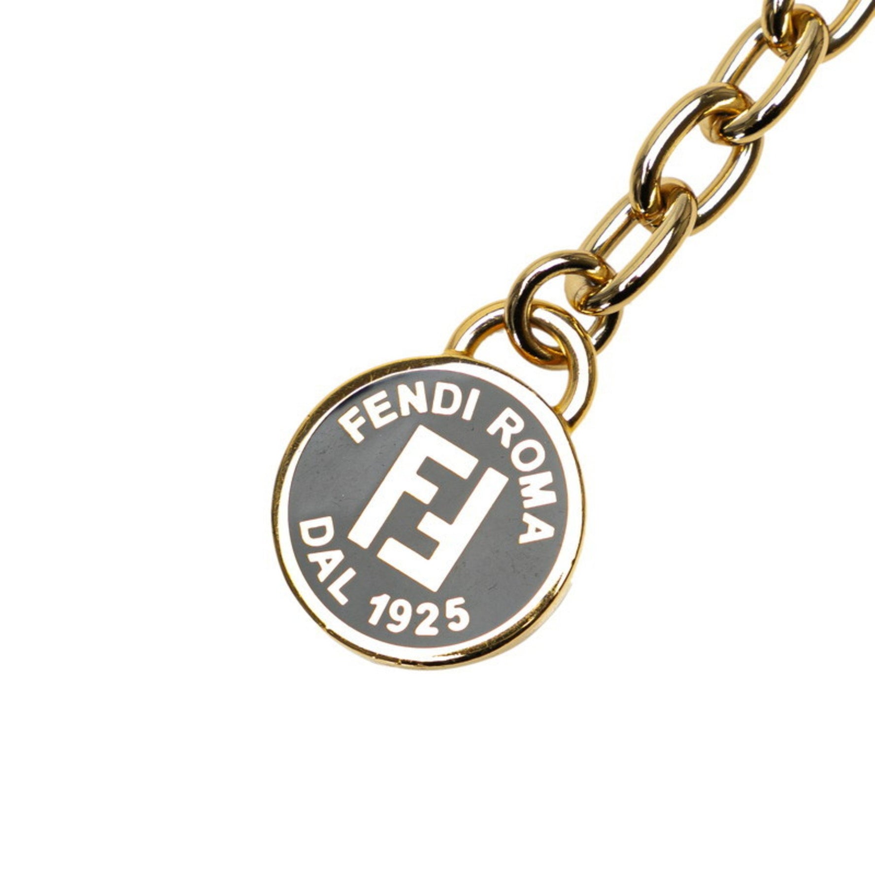 FENDI Chain Belt Gold Black Plated Leather