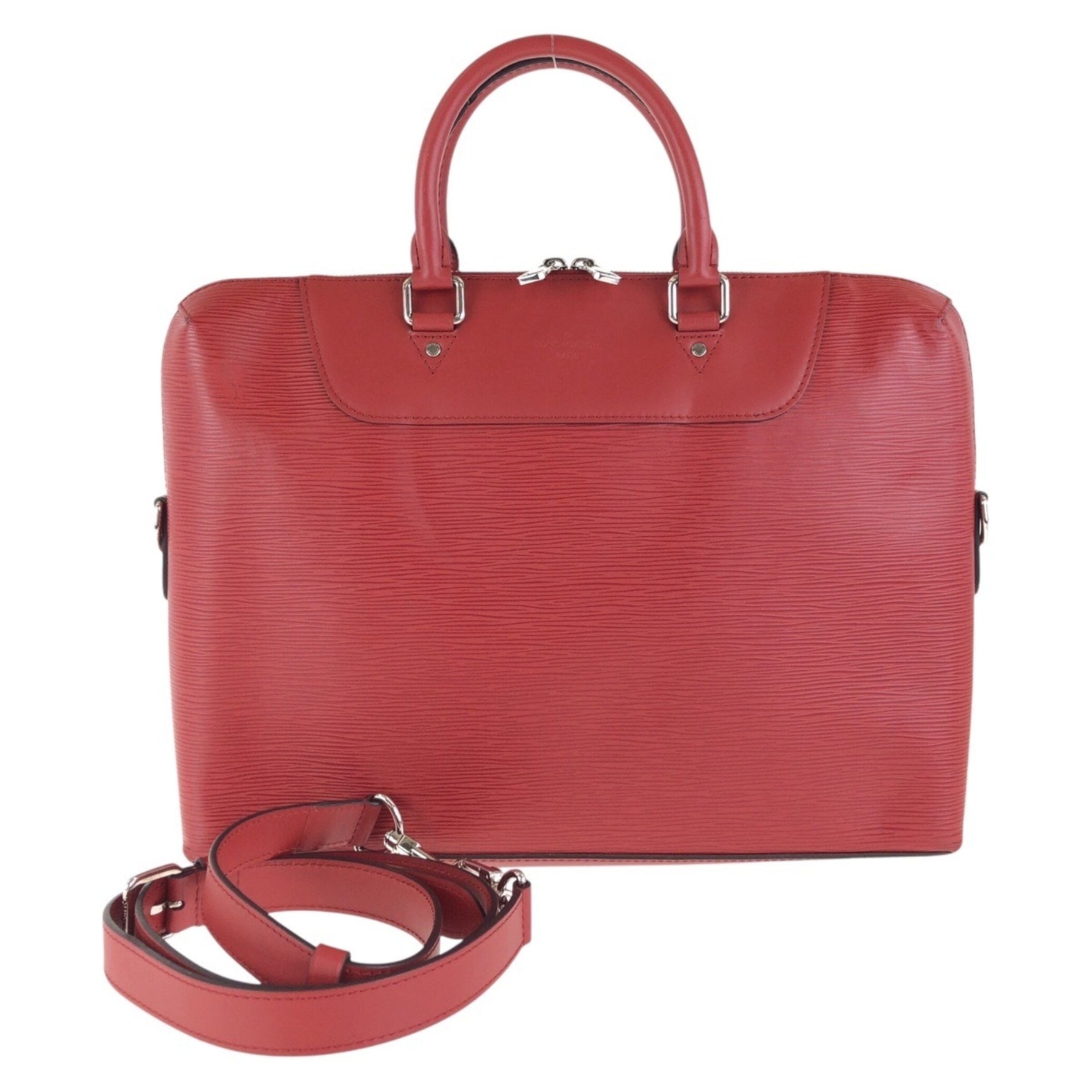 Louis Vuitton Epi Jour Castilian Red Silver Hardware Leather Business Bag Briefcase