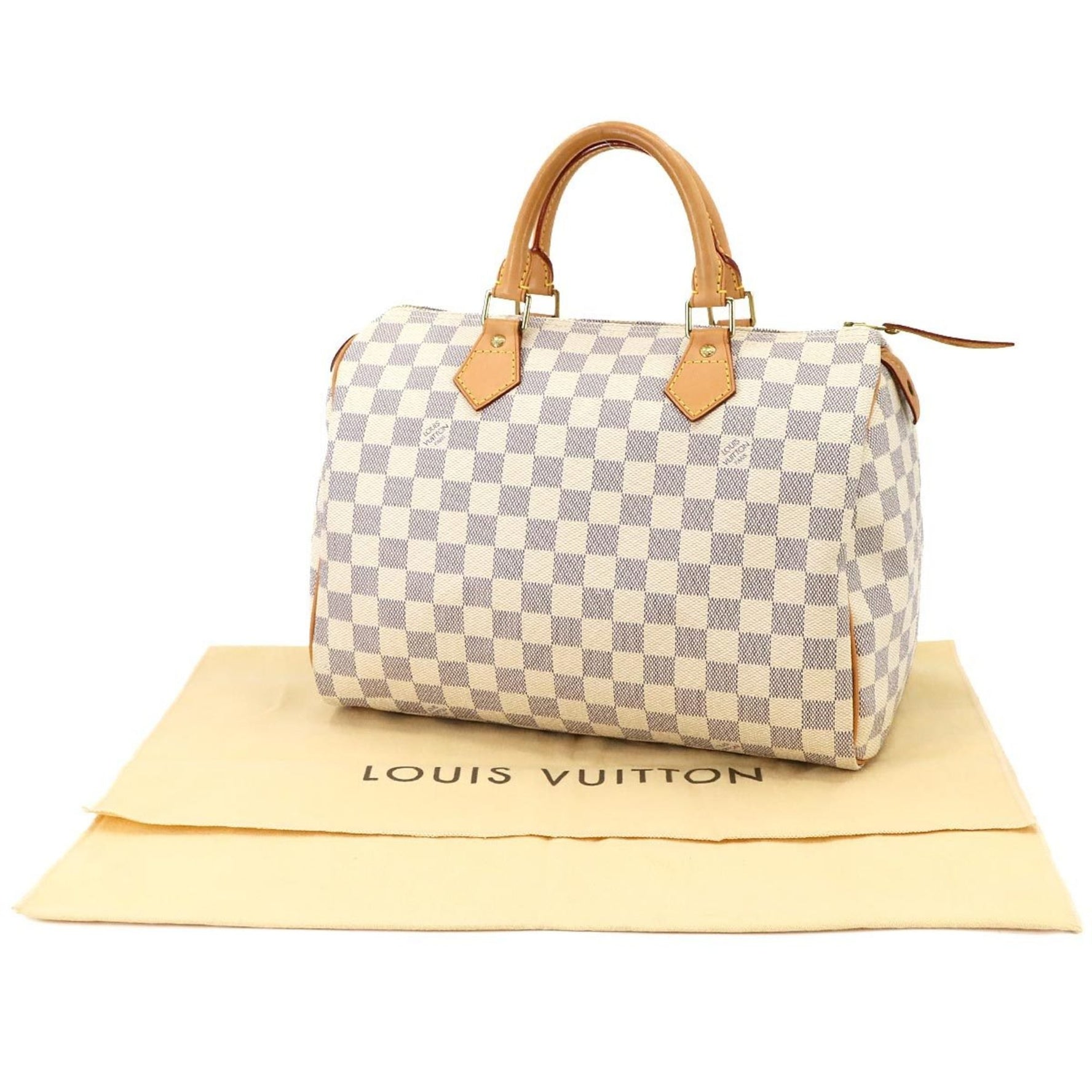 Louis Vuitton Damier Azur Speedy 30 Handbag Gold Hardware