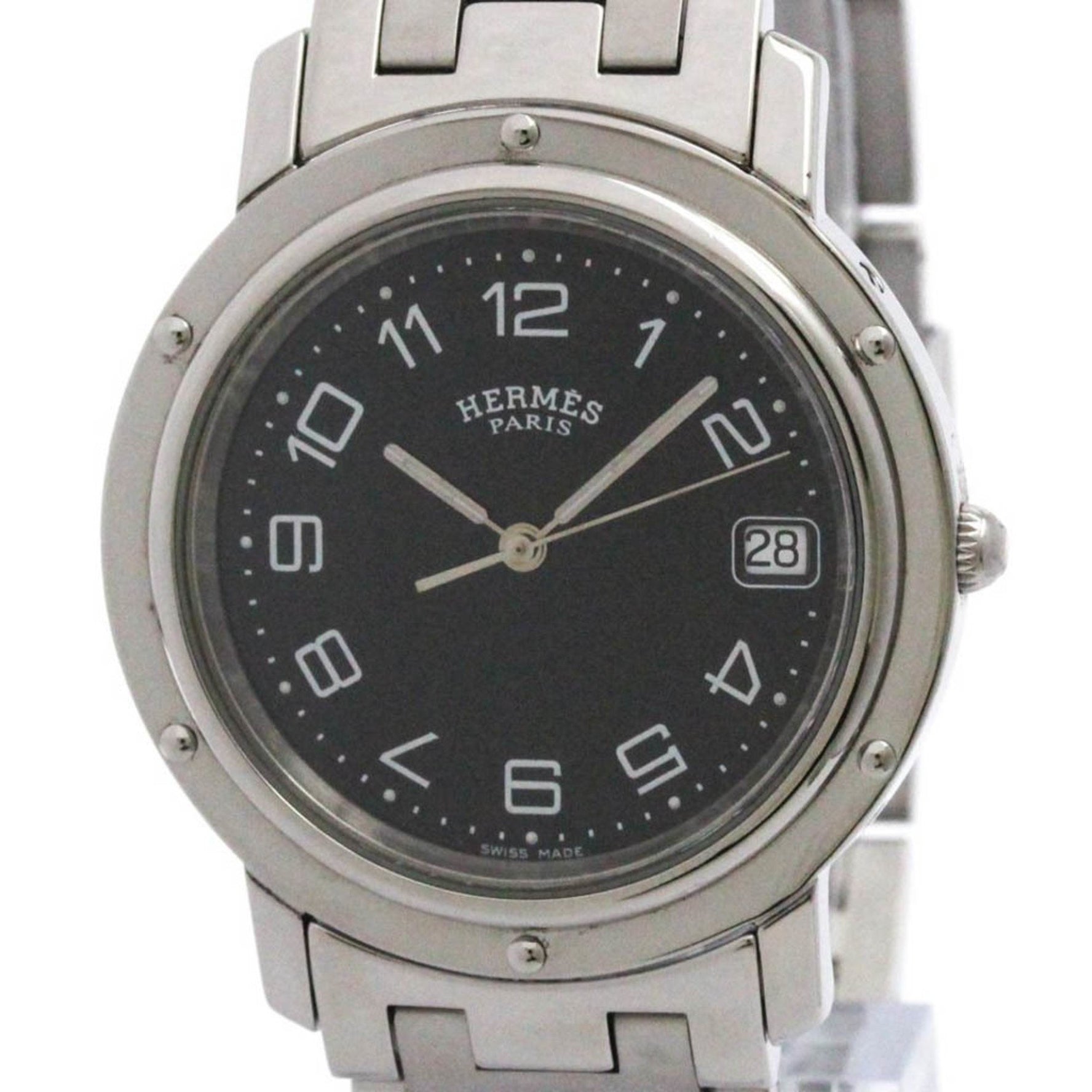 HERMES Clipper Stainless Steel Quartz Watch Polished
