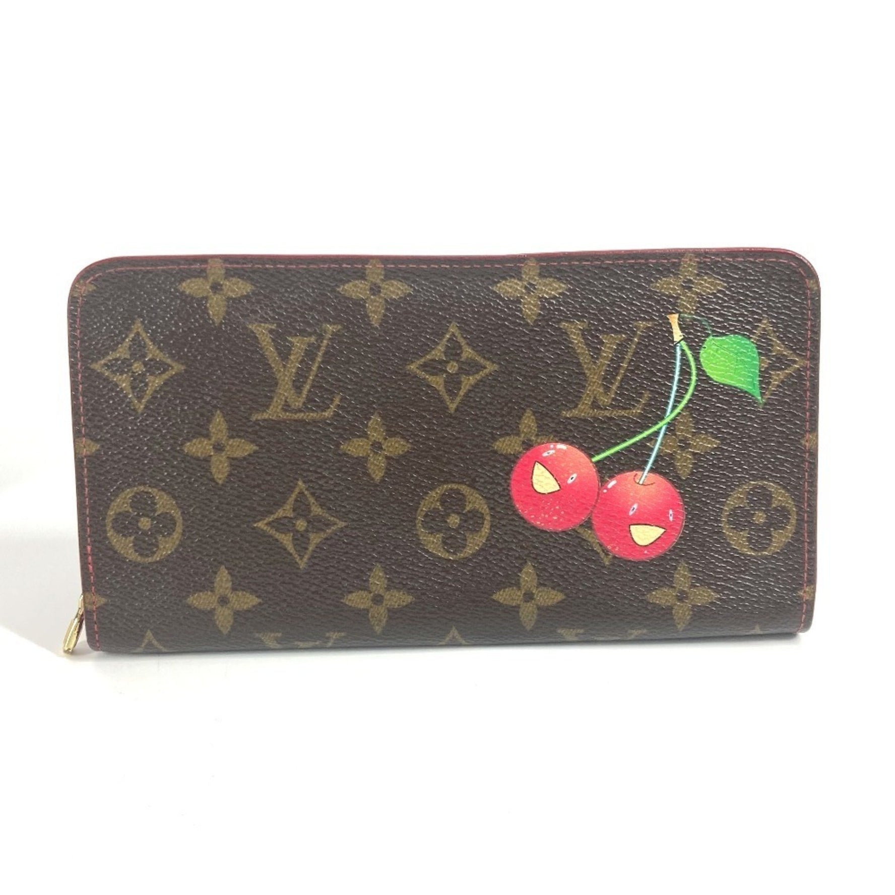 Louis Vuitton Monogram Cherry Takashi Murakami Porte Monnaie Zip Long Wallet Round Zipper Canvas Brown