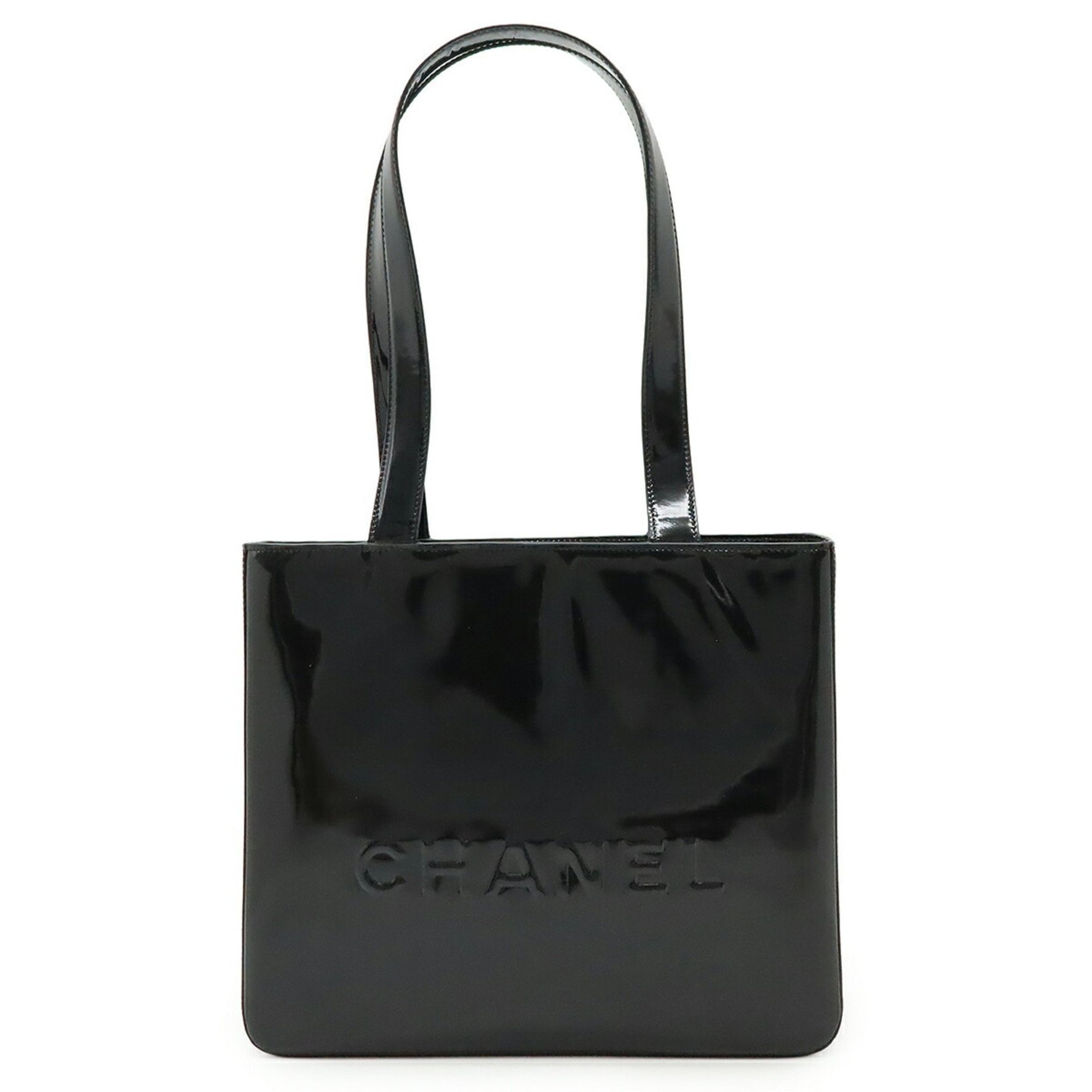 CHANEL tote bag shoulder enamel patent leather