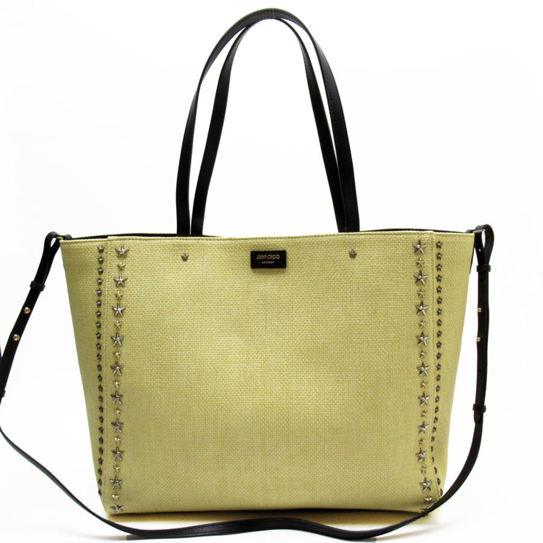JIMMY CHOO Shoulder Bag Raffia Leather Natural x