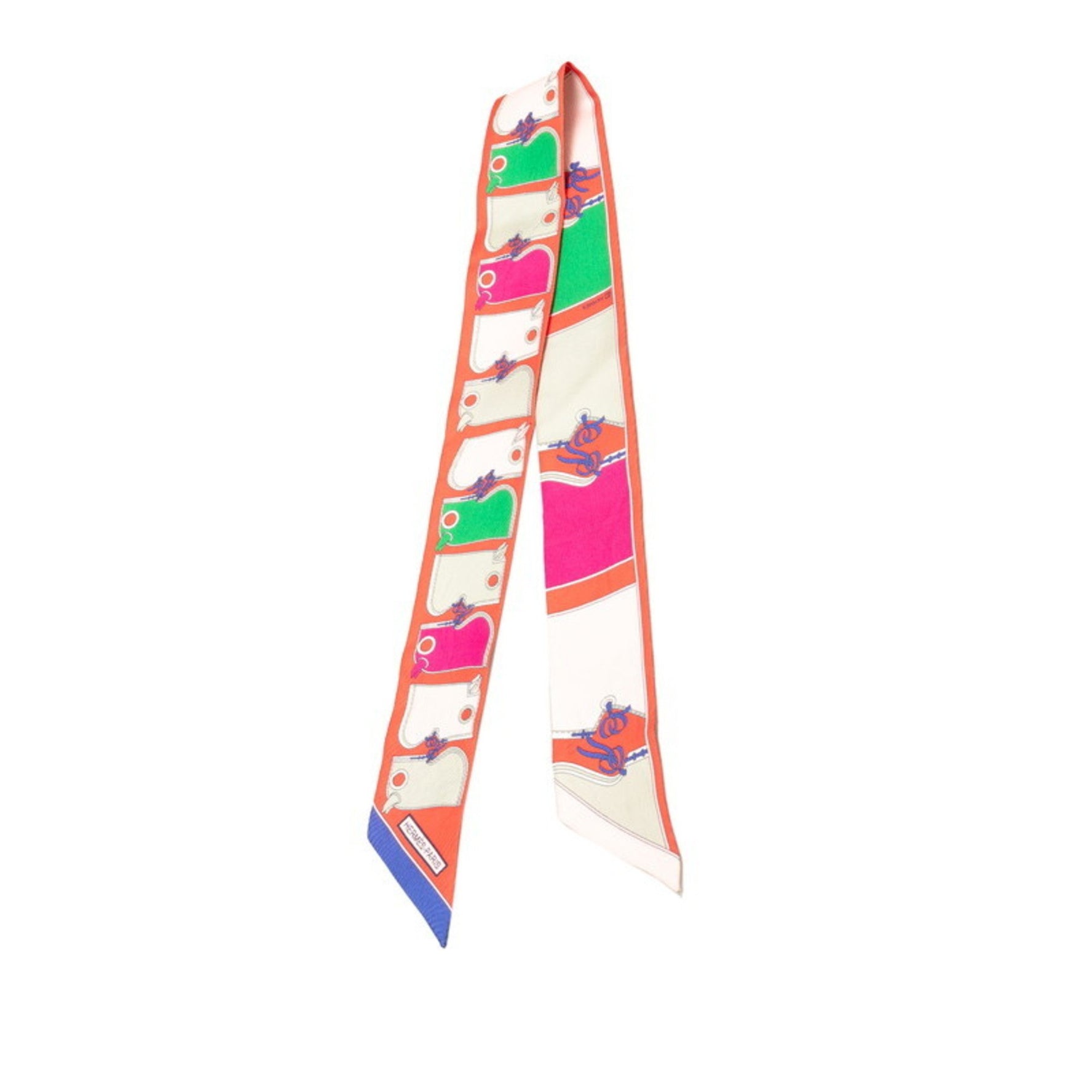 Hermes Twilly Camails Scarf Muffler Red Green Multicolor Silk Women's HERMES