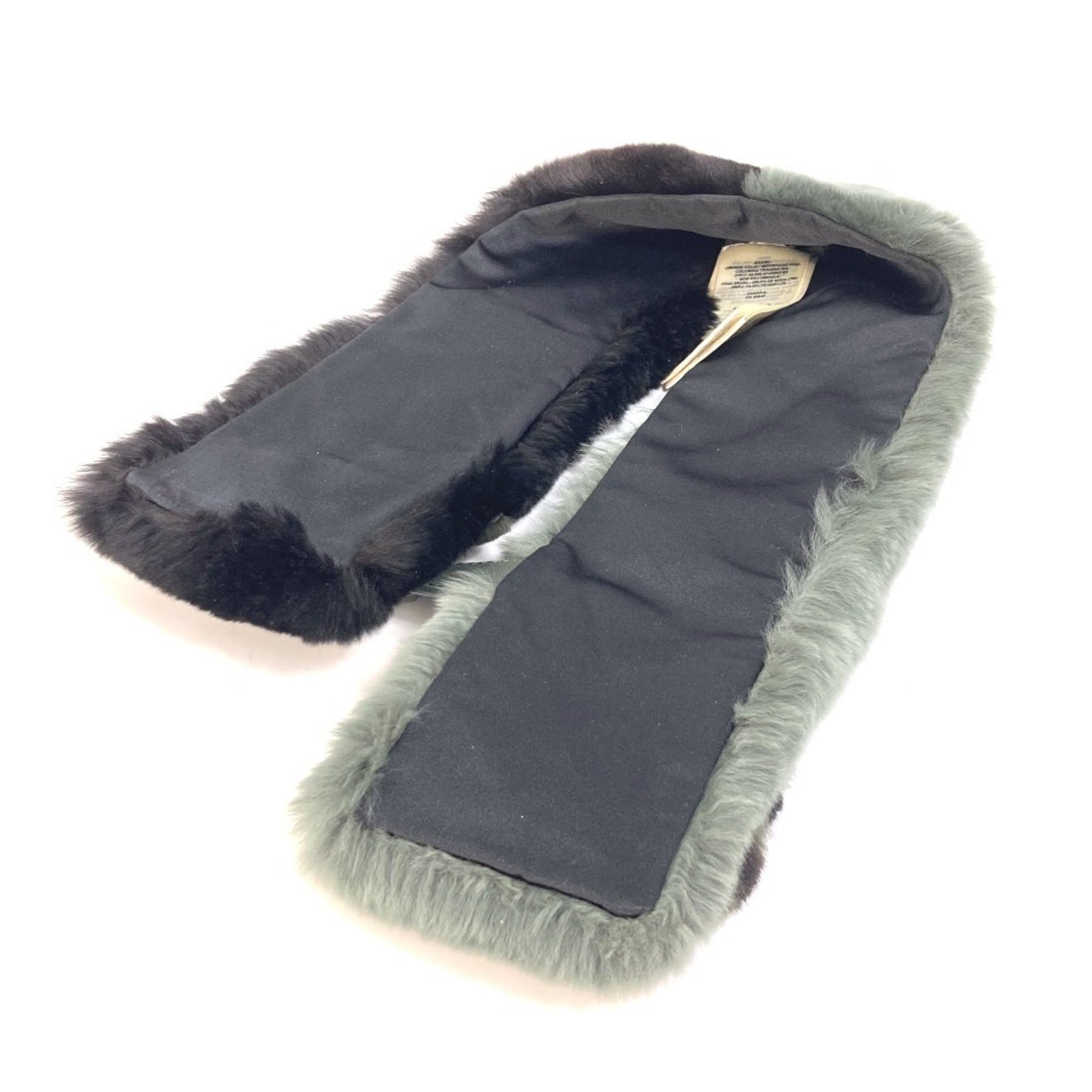 FENDI Fur Flower Tippet Floral Print Scarf Mink/Orirug Green