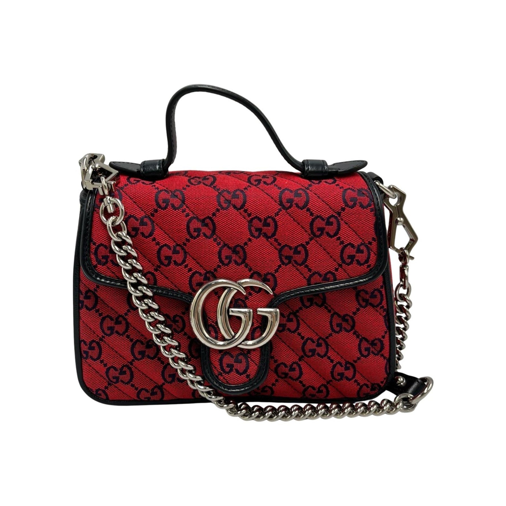 Gucci GG Marmont 2-way shoulder bag 583571, canvas and leather, red dark navy, women's