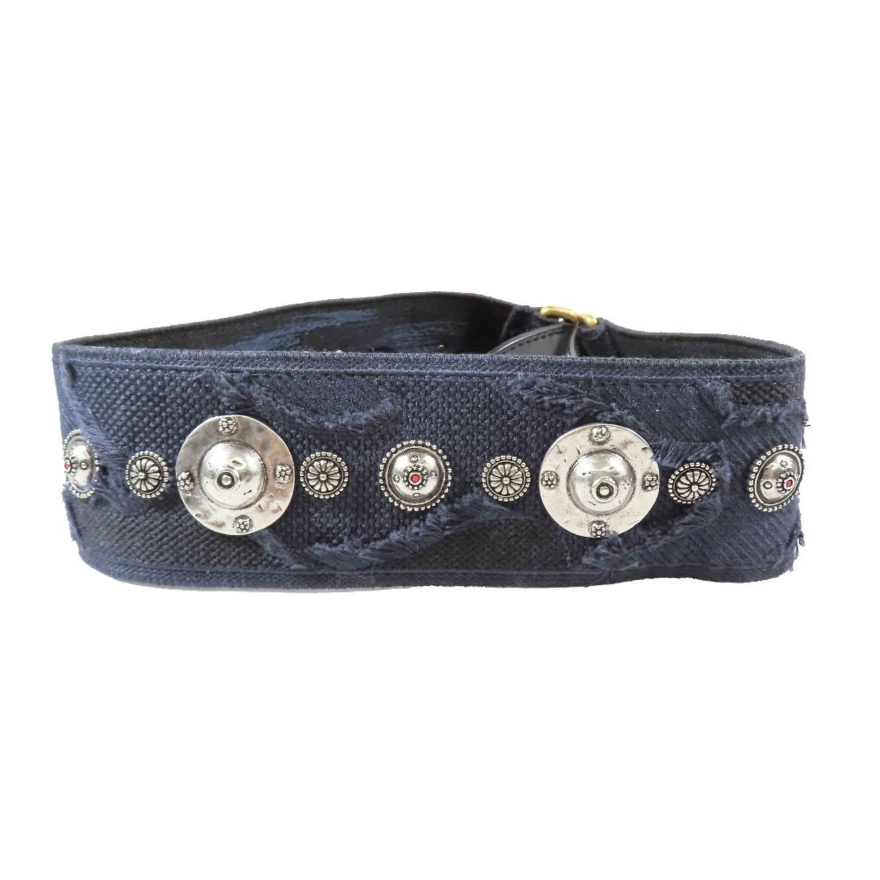 Christian Dior Shoulder Strap Concho Medallion Embroidered Accessory for Bags Navy
