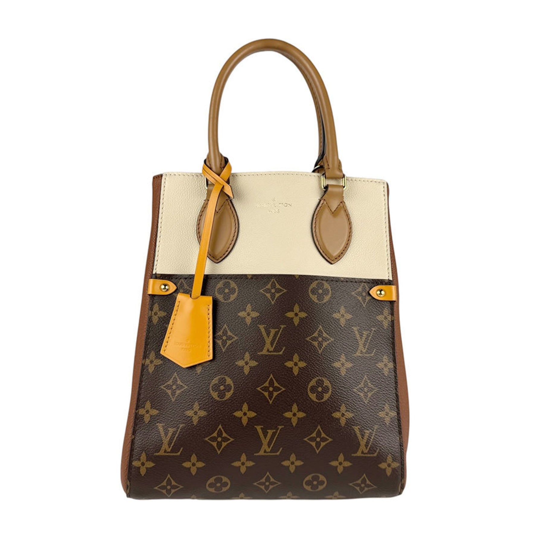 Louis Vuitton Monogram Field Tote MM Canvas Shoulder Bag in Brown, Ivory, and Gold