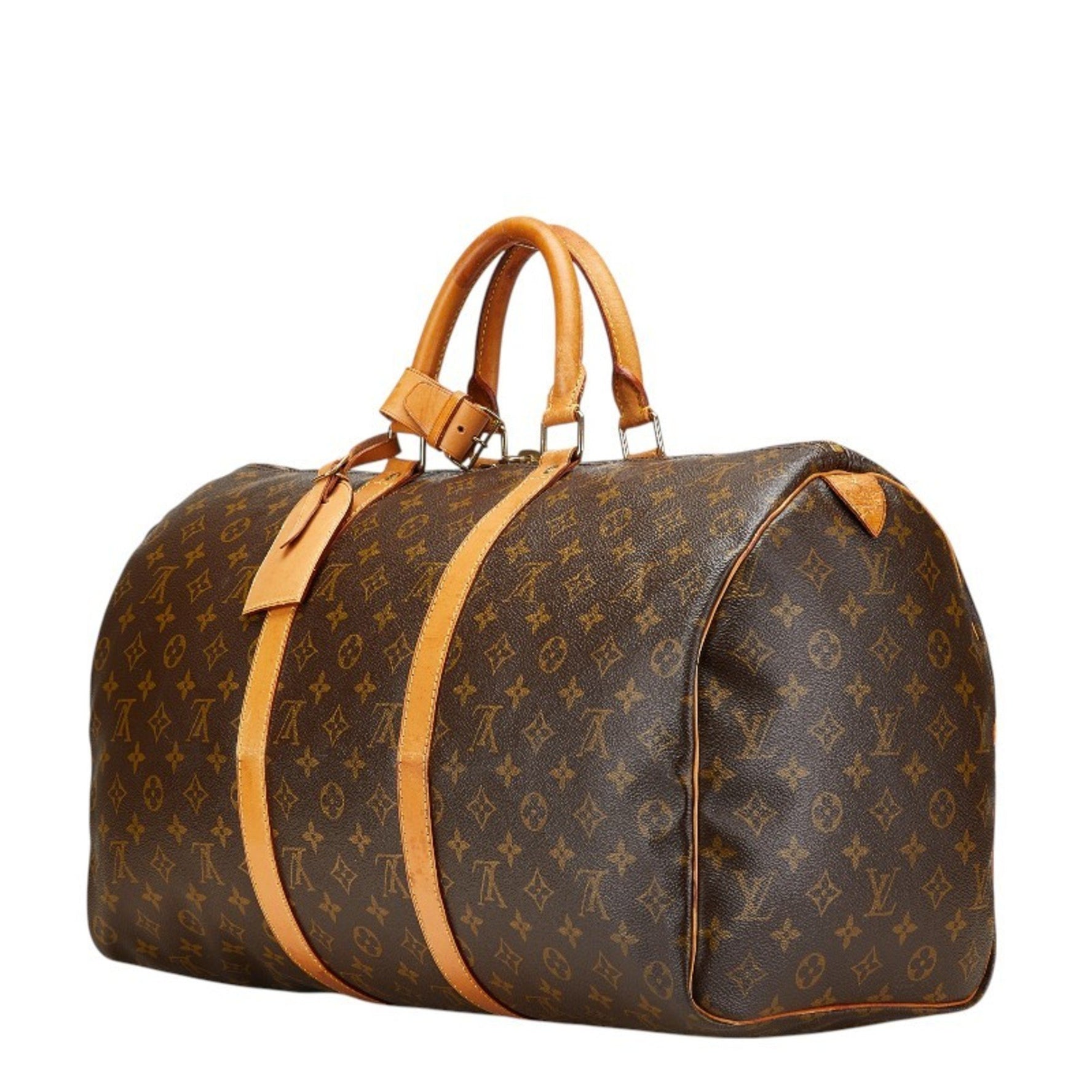 Louis Vuitton Monogram Keepall 50 Boston Bag Brown PVC Leather Women's LOUIS VUITTON