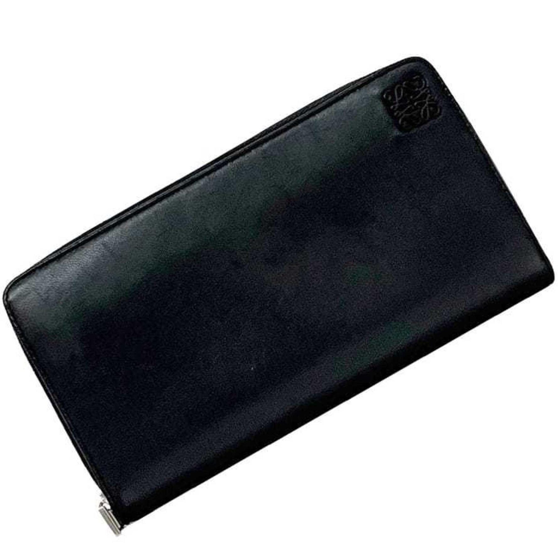 LOEWE Round Long Wallet Anagram Leather Zip Men's