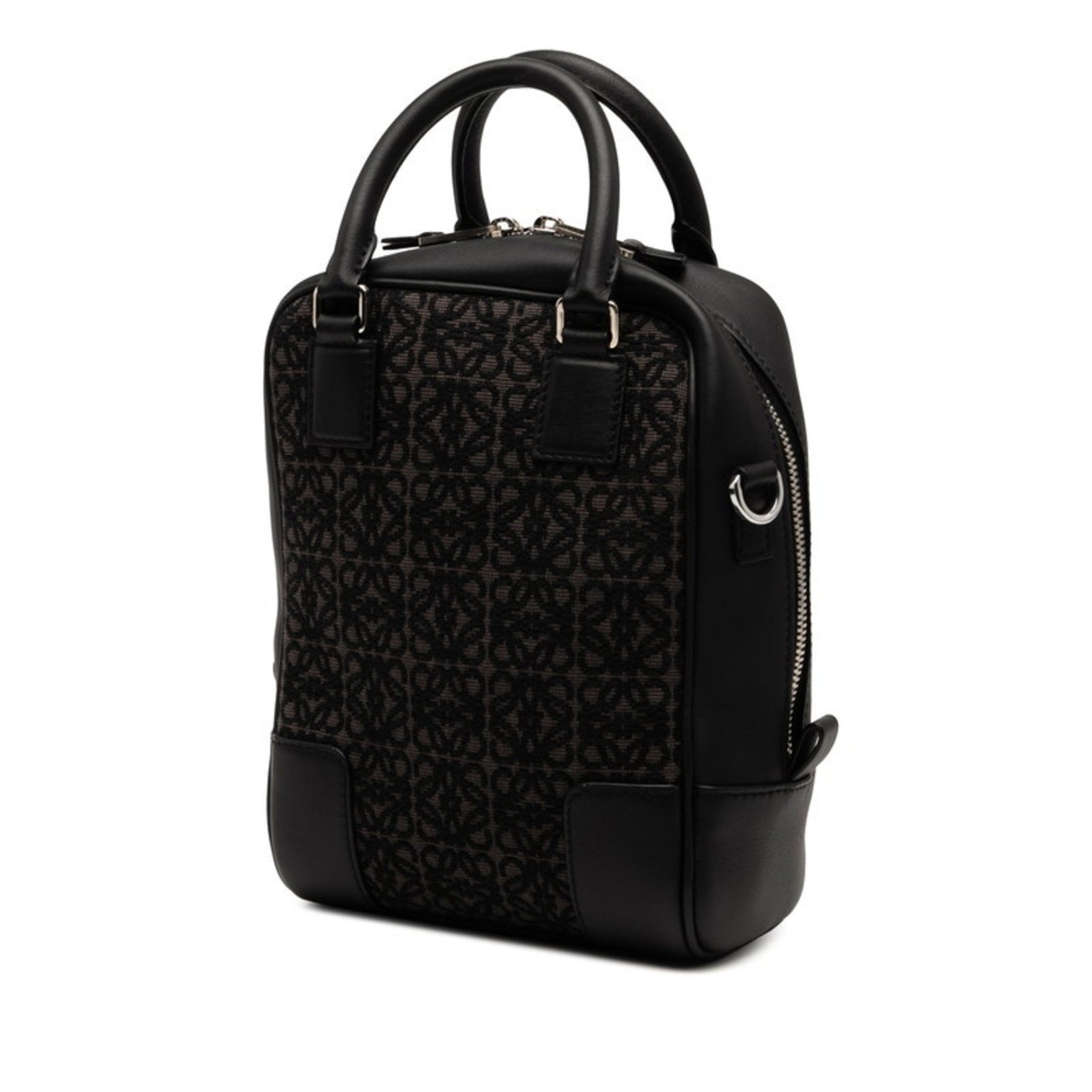 LOEWE Anagram Amazona 15 Handbag/Shoulder Bag, Black/Grey Canvas/Leather