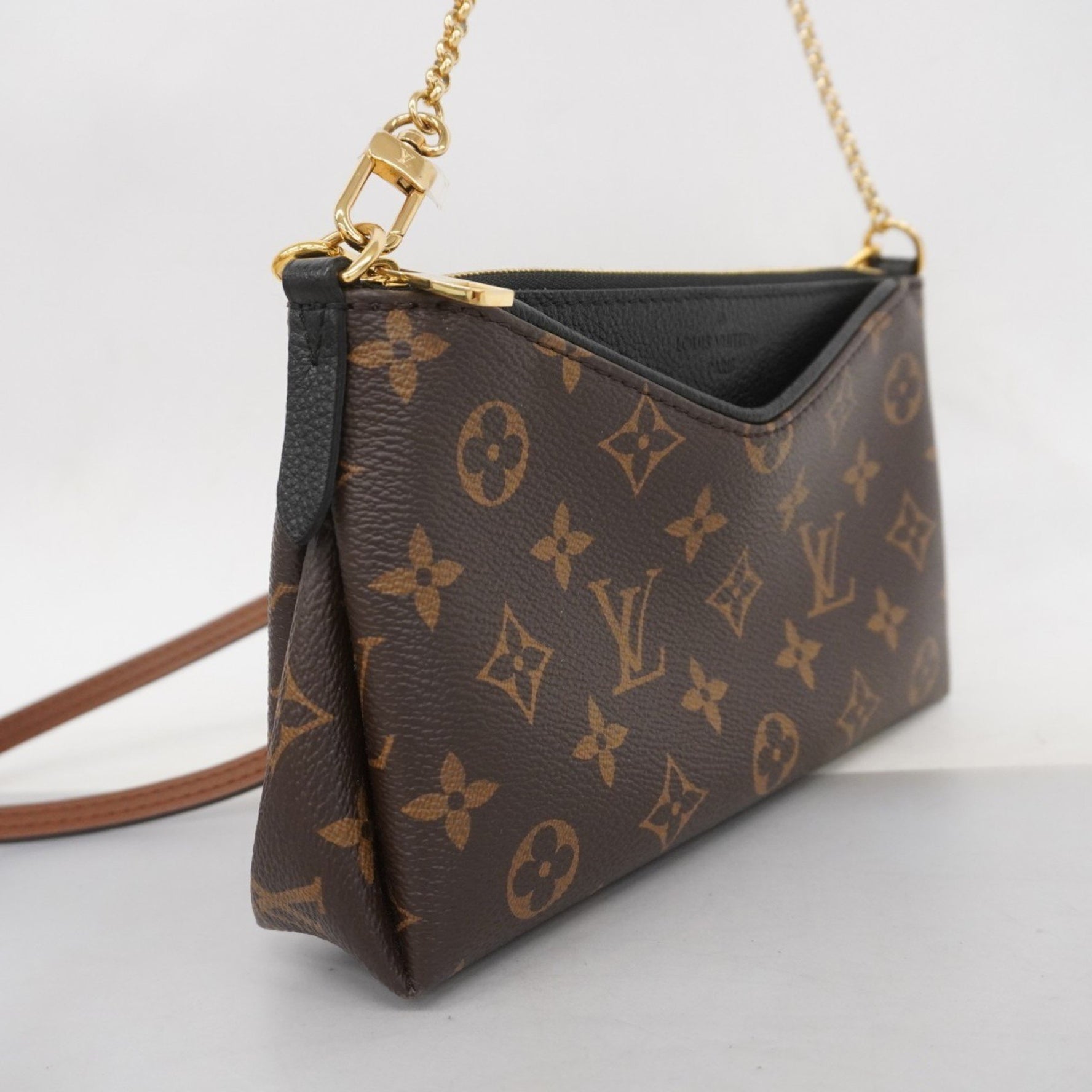 Louis Vuitton Monogram Pallas Scratch Shoulder Bag M41639 Brown Women's