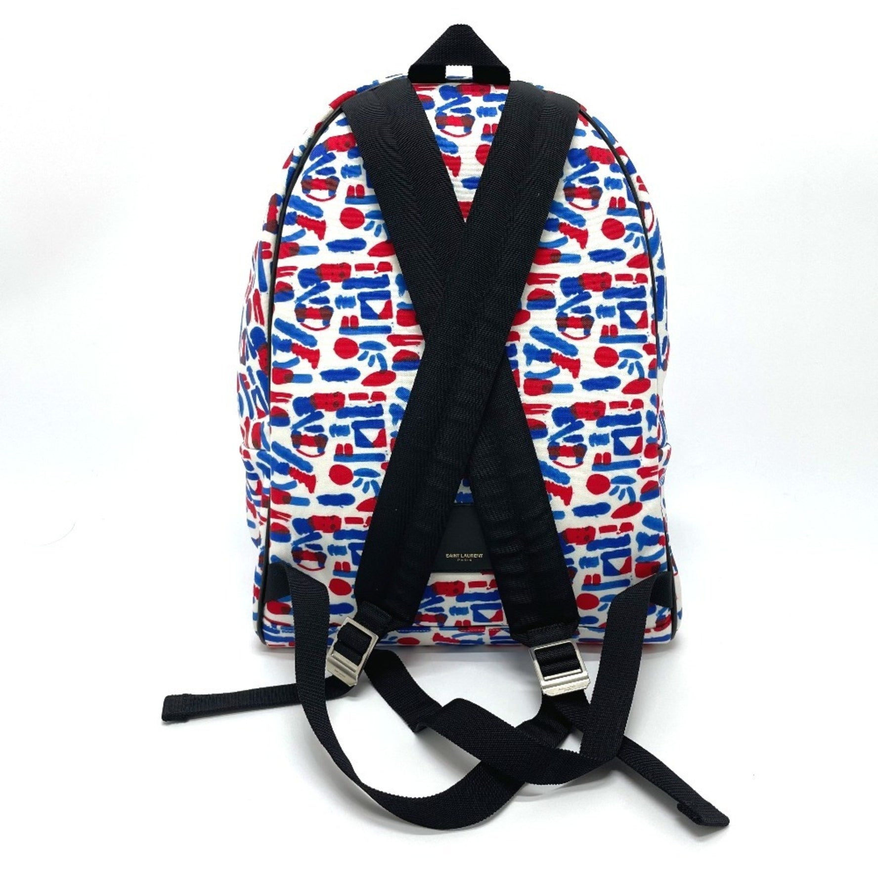 SAINT LAURENT Multi Allover Pattern Backpack Rucksack/Daypack Leather/Canvas Men's White/Red/Blue