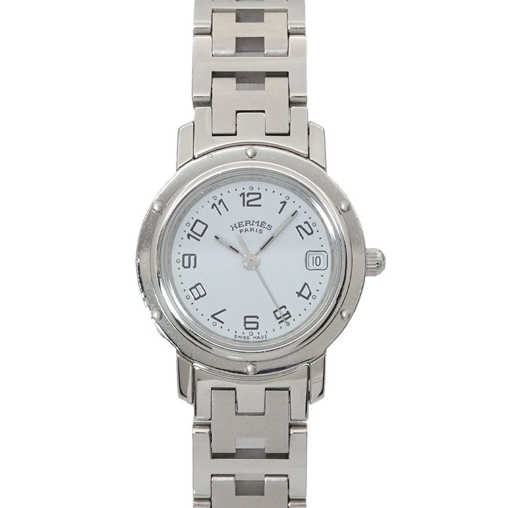 Hermès Clipper CL4 210 Women's Watch with Date, White Quartz Movement