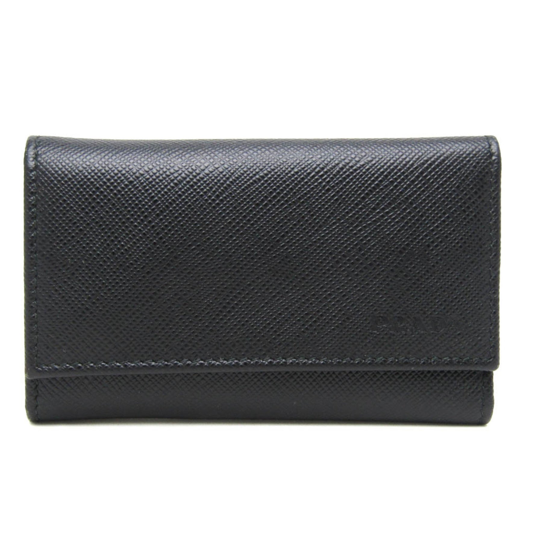 Prada Saffiano 2PG222 Men's Leather Key Case Black
