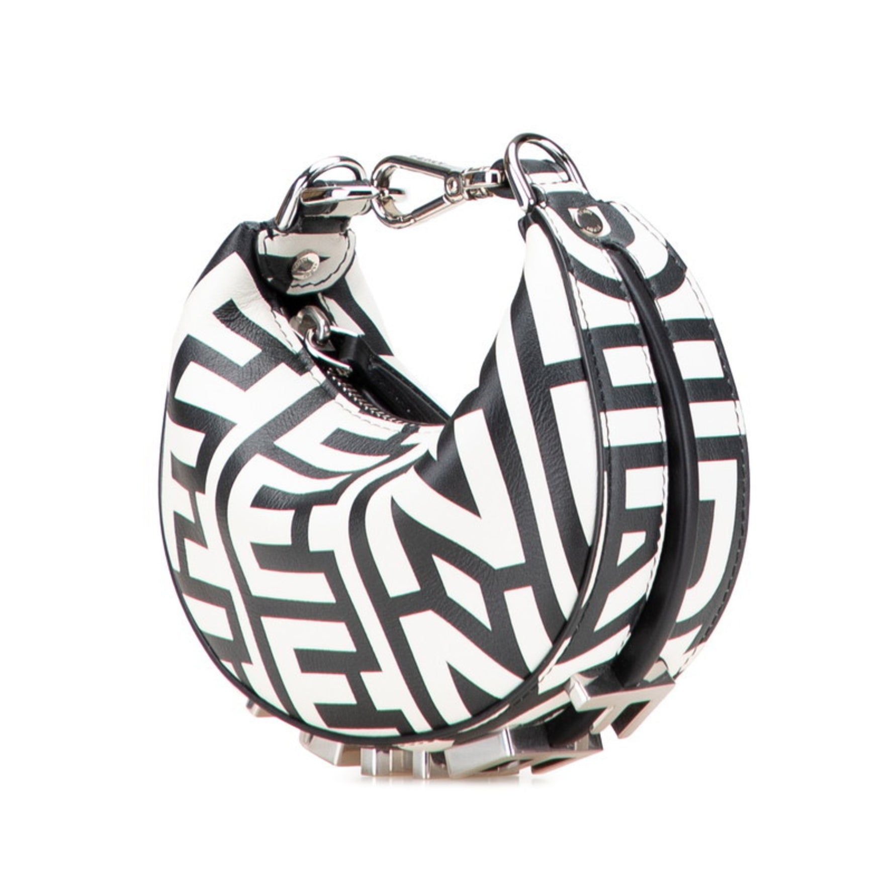 Fendi Nanography Marc Jacobs Collaboration Handbag White and Black Leather