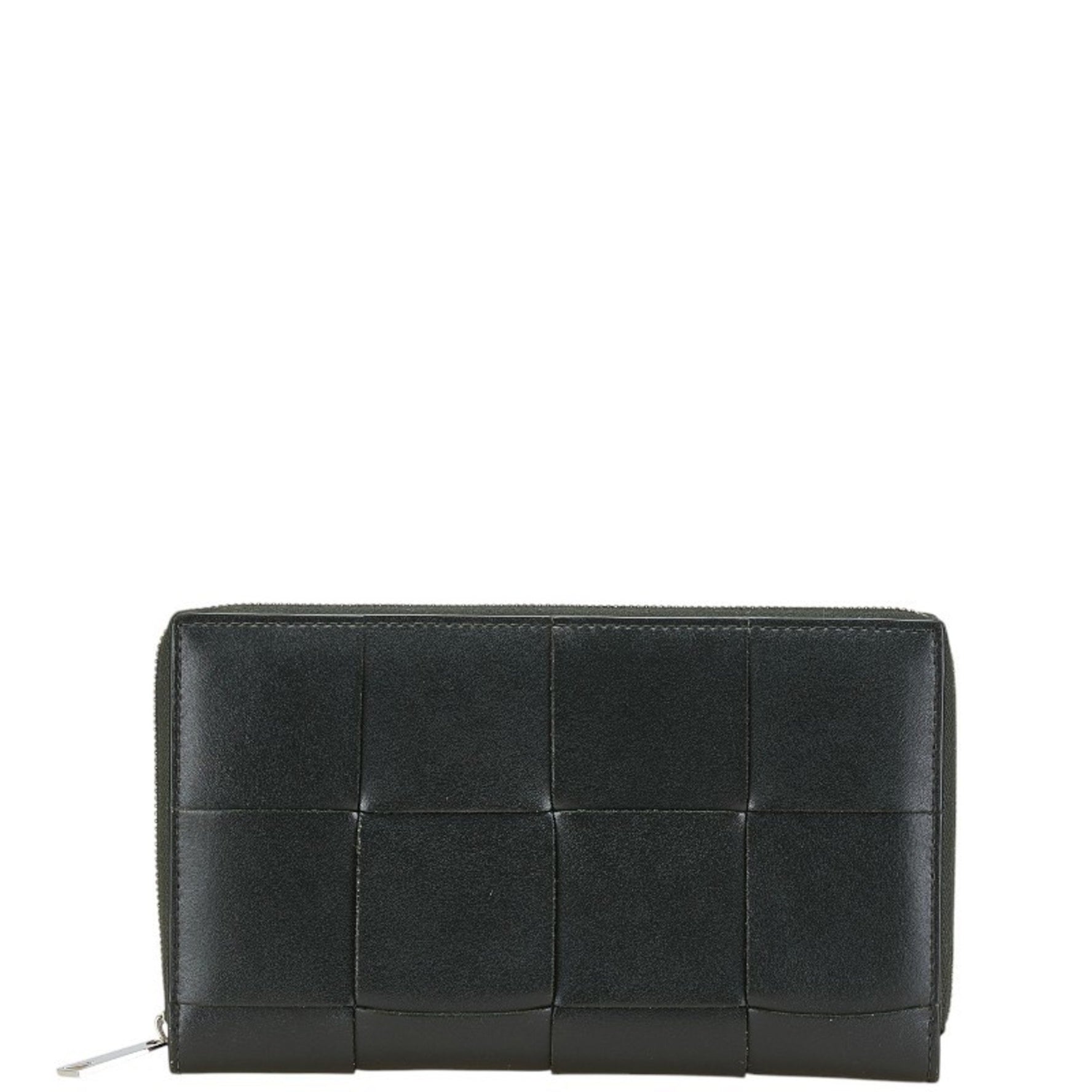 Bottega Veneta Cassette Intrecciato Zip-Around Wallet, Black and Orange Leather