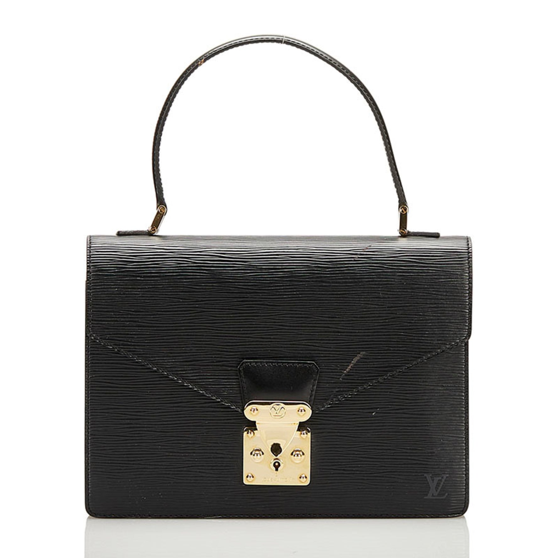 Louis Vuitton Epi Concorde Handbag Noir Black Leather