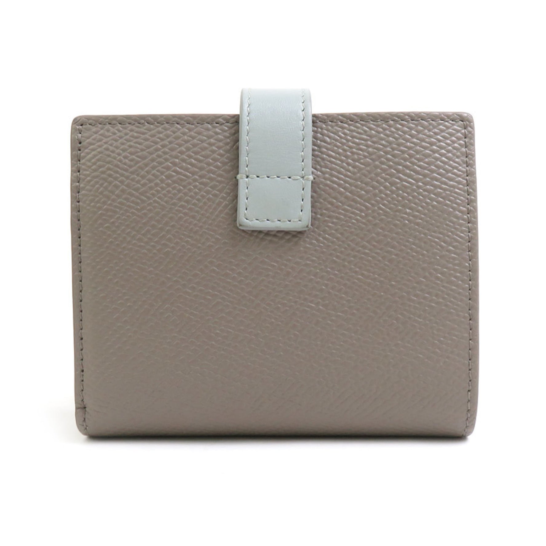 CELINE Bi-fold wallet Leather Greige x Blue-Grey