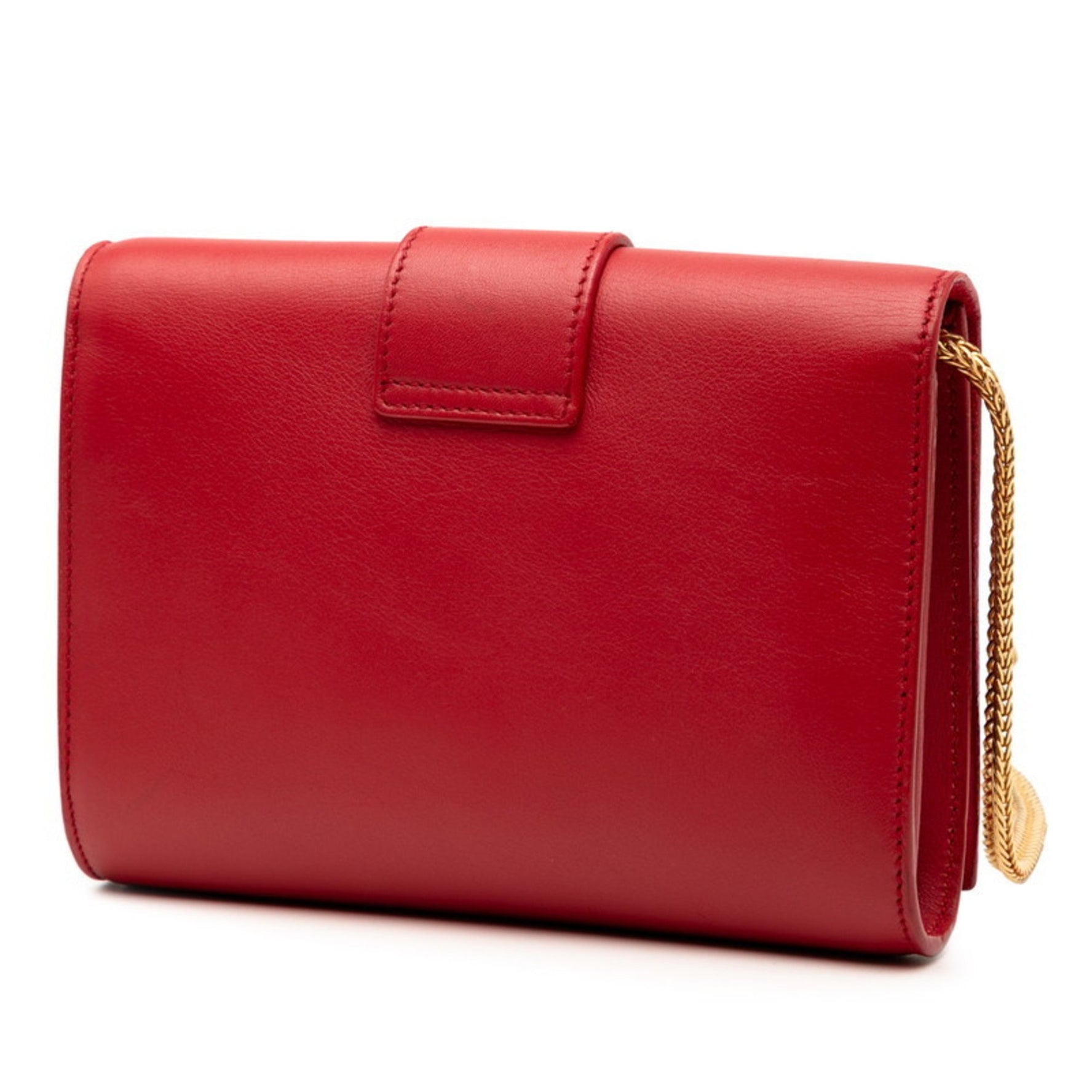 Saint Laurent Classic Y-Line Satchel Small Chain Shoulder Bag Red Leather SAINT LAURENT