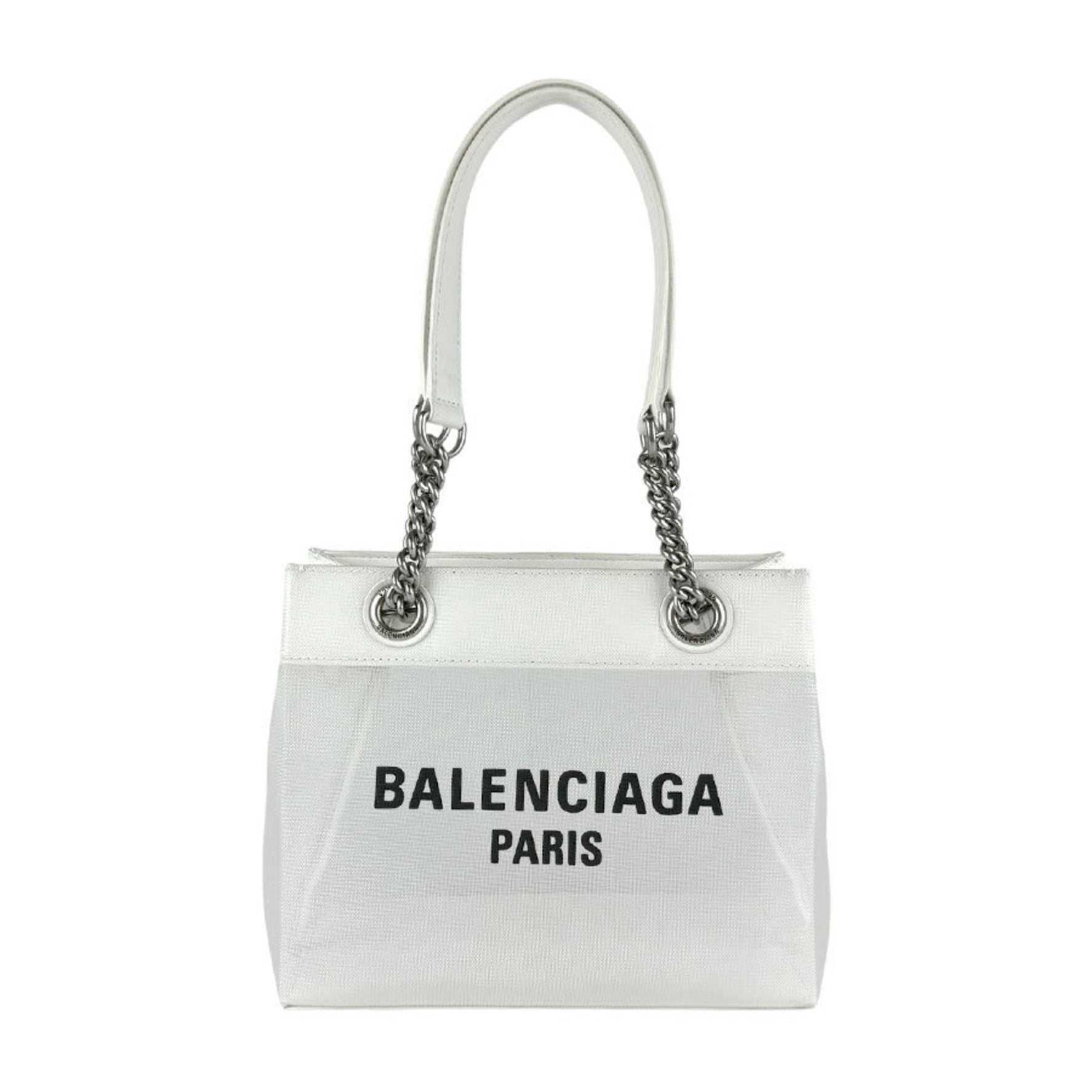 BALENCIAGA Handbag Duty Free Leather Mesh White Women's z3546