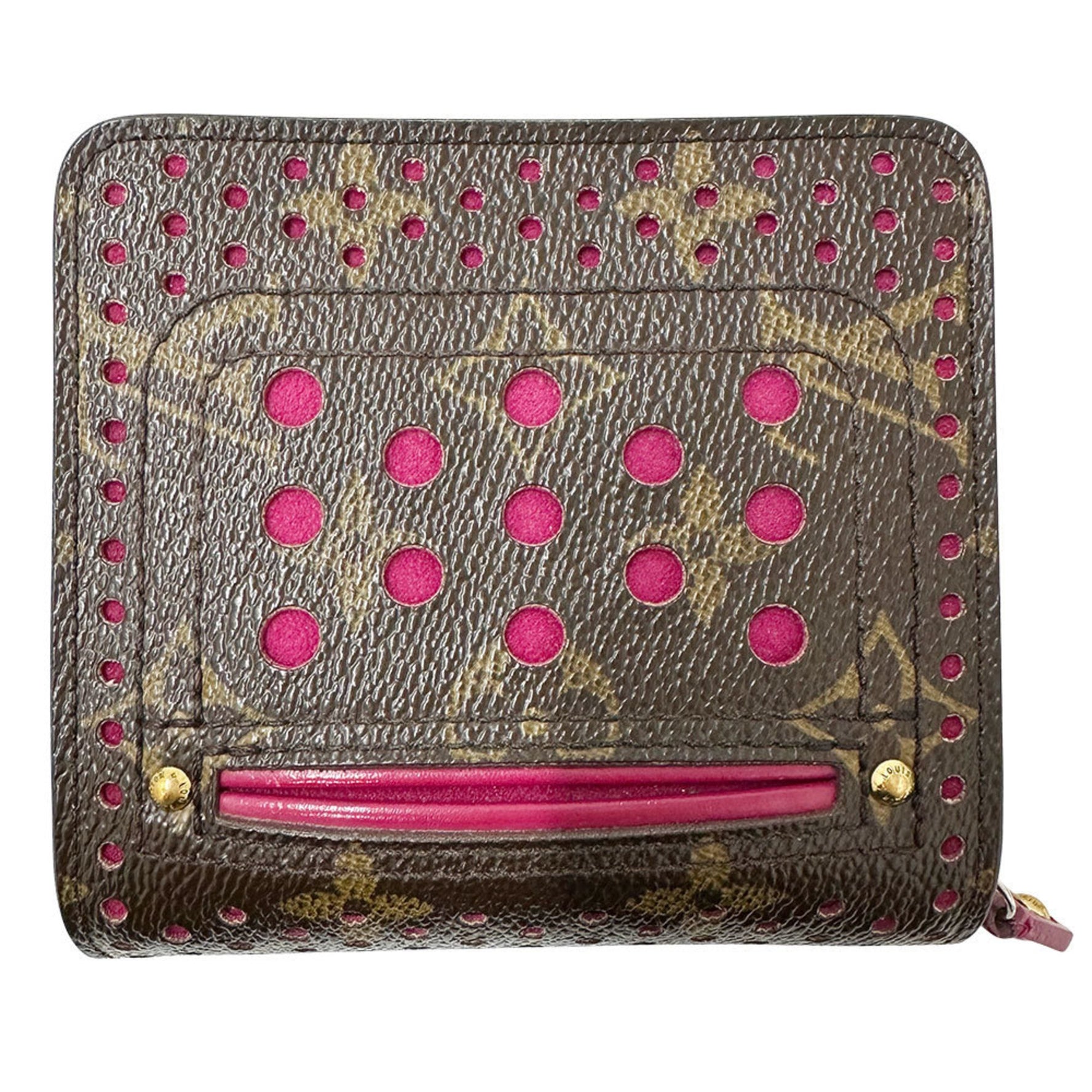 Louis Vuitton Monogram Tri-fold Wallet Canvas, Perforated Compact Zip, Fuchsia, Pink, Mini