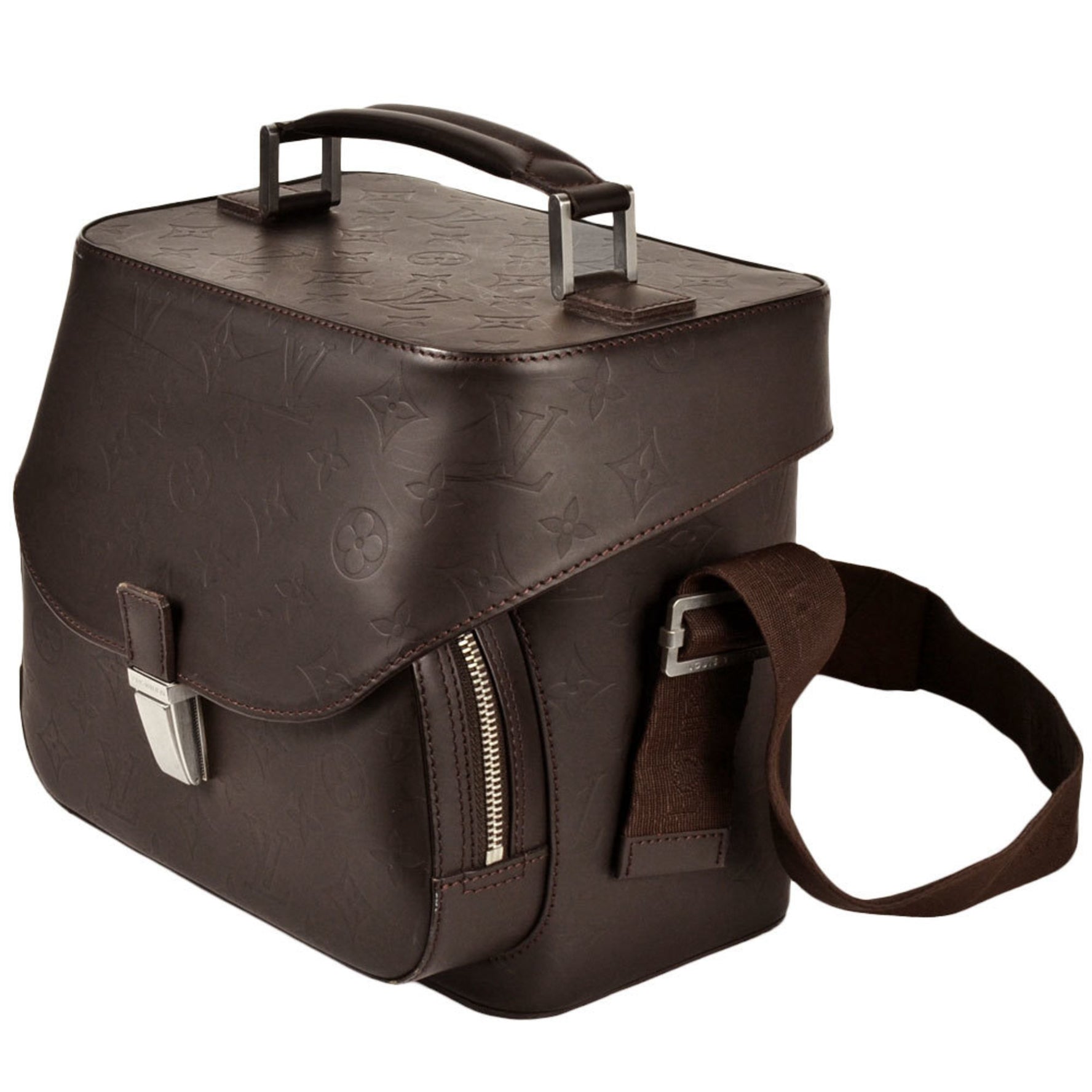 Louis Vuitton Charlie Monogram Glace Shoulder Bag Leather Cafe Camera