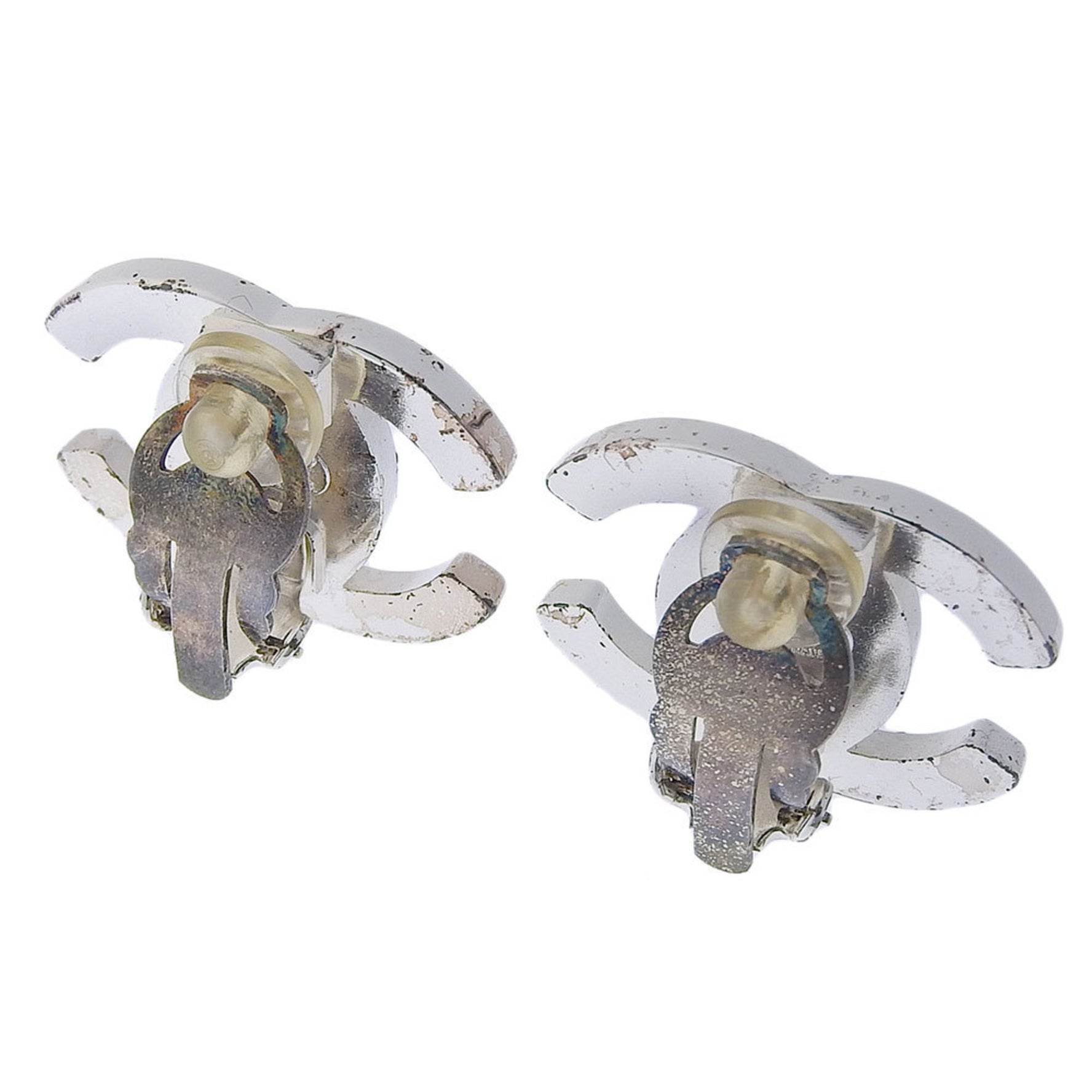 CHANEL Coco Mark Earrings Turnlock Rhinestone Clip-on