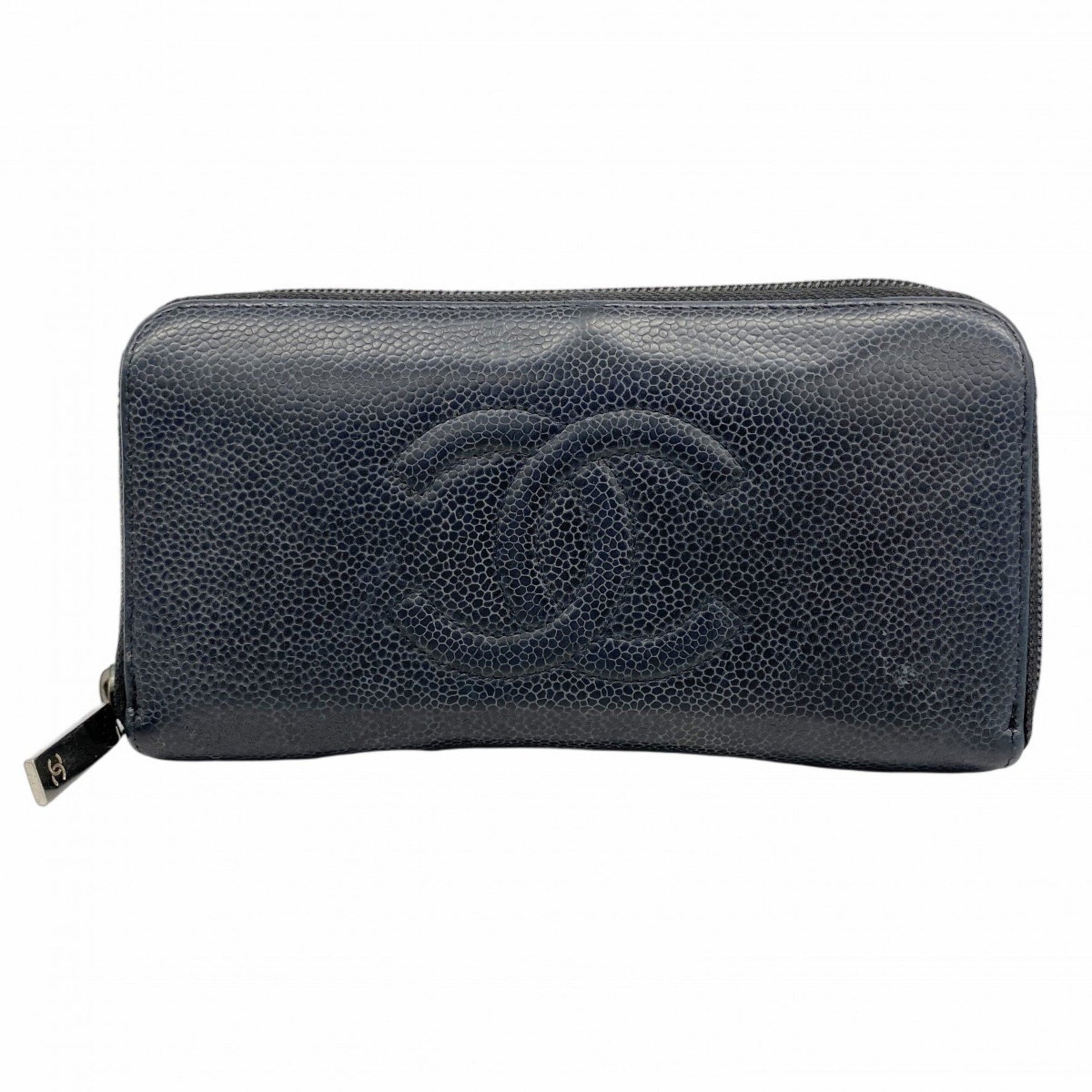 Chanel long wallet in caviar skin, black, for women