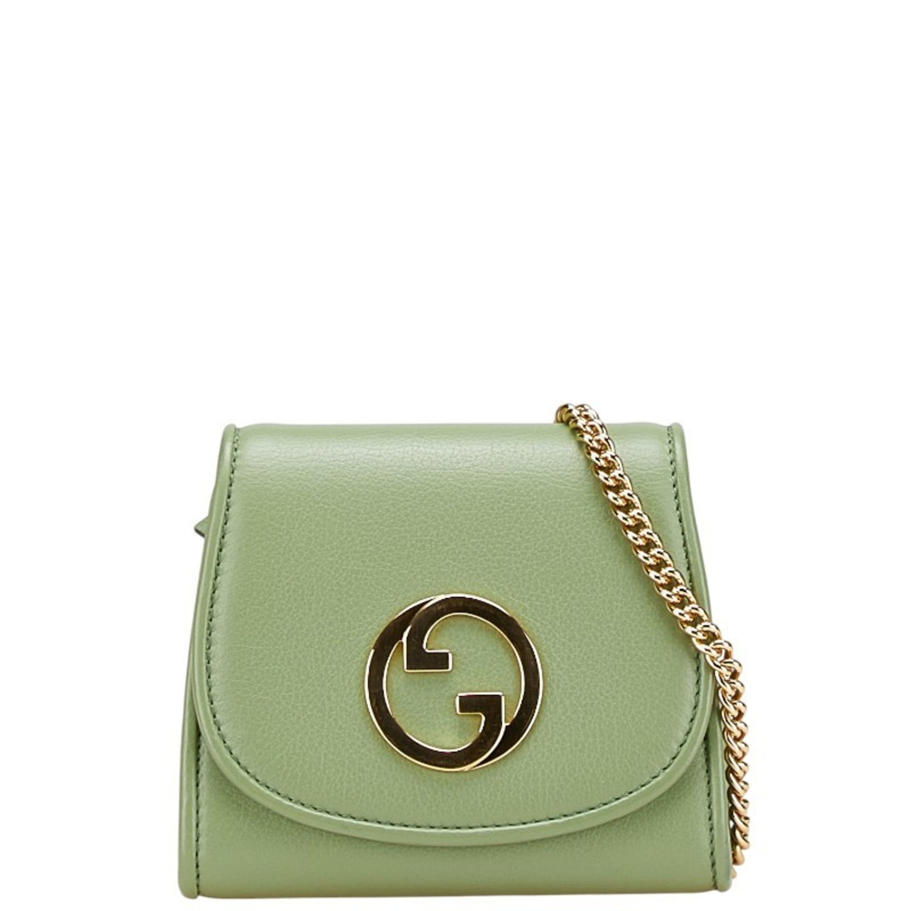 Gucci Blondie Medium Chain Shoulder Bag/Wallet Bag Green and Gold Leather Women's GUCCI