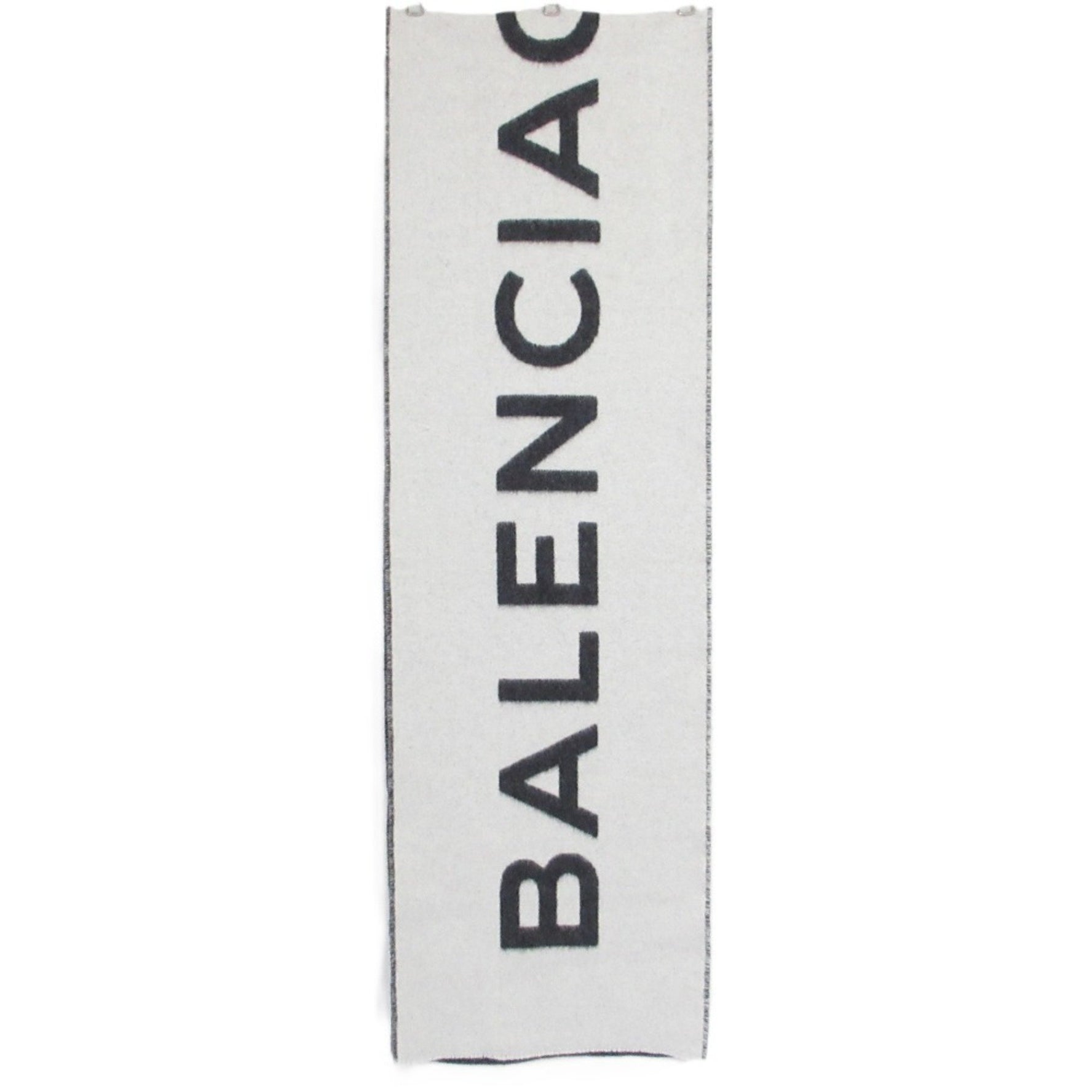 BALENCIAGA Short Fringe Logo Scarf/Shawl Grey Men's Women's