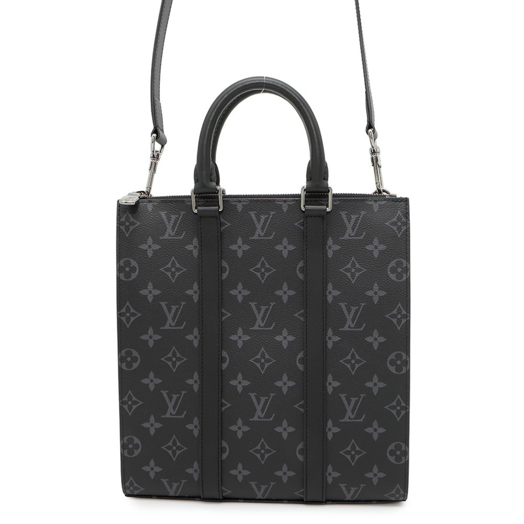 Louis Vuitton Monogram Eclipse Sac Plat Cross Handbag Shoulder Bag Black