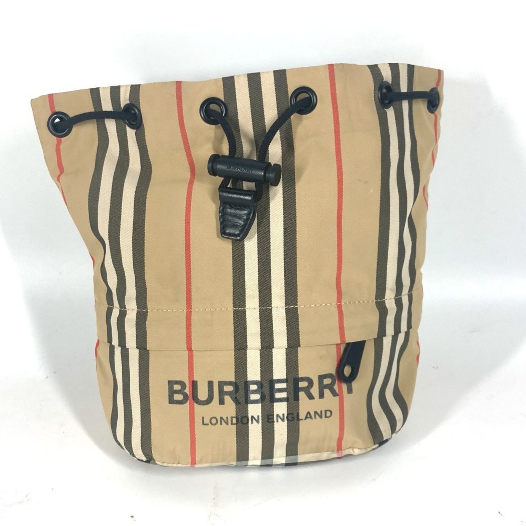 BURBERRY Burberry logo check drawstring makeup pouch, cosmetic multi-purpose nylon, men's, women's, beige